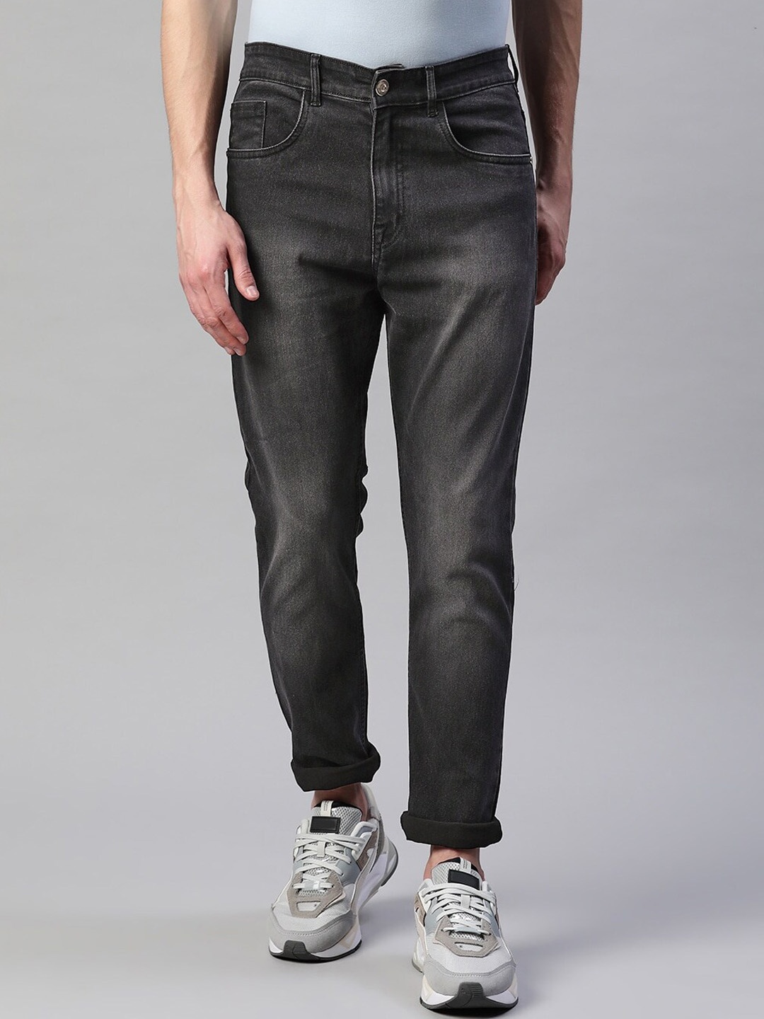 

Hubberholme Men Mid Rise Slim Fit Cotton Jeans, Charcoal
