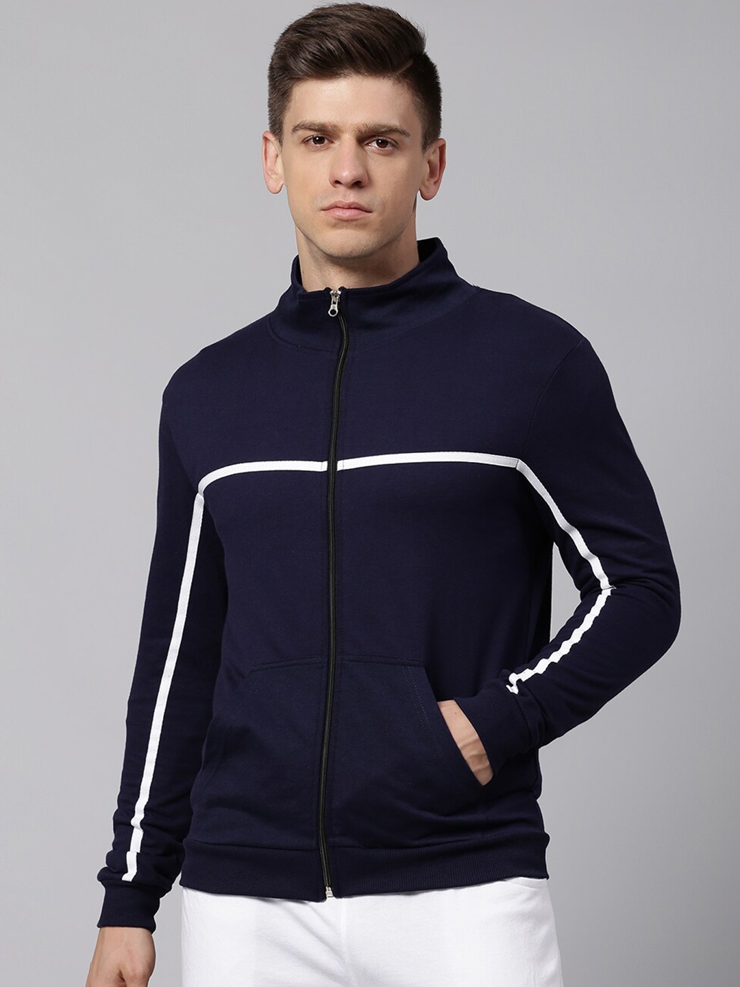 

Hubberholme Mock Collar Cotton Sweatshirt, Navy blue