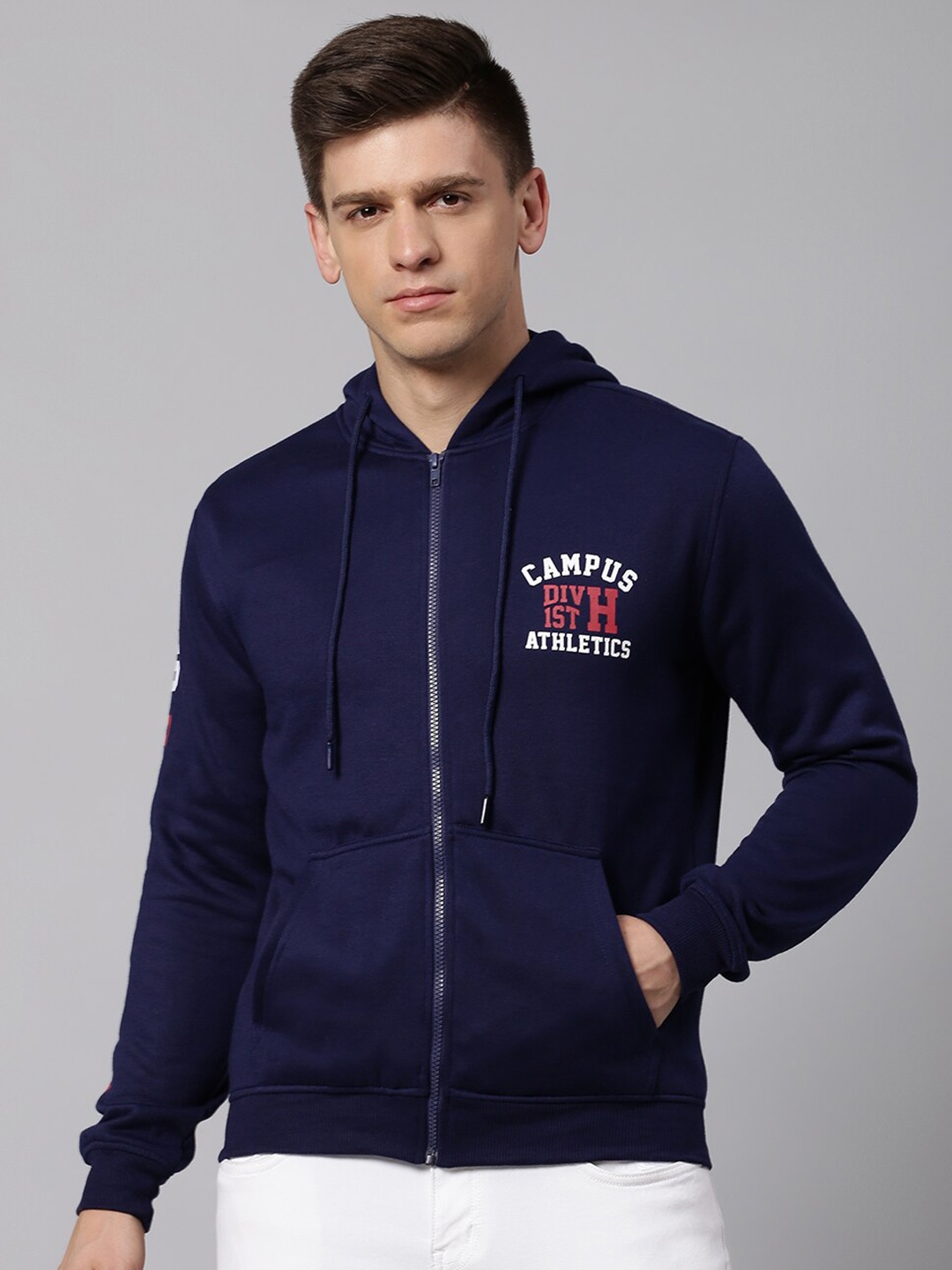 

Hubberholme Hooded Cotton Sweatshirt, Navy blue