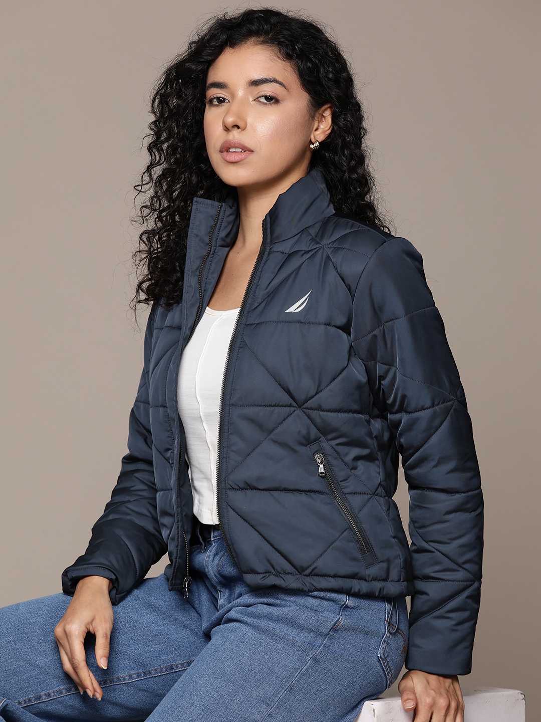 

Nautica Solid Quilted Jacket, Navy blue