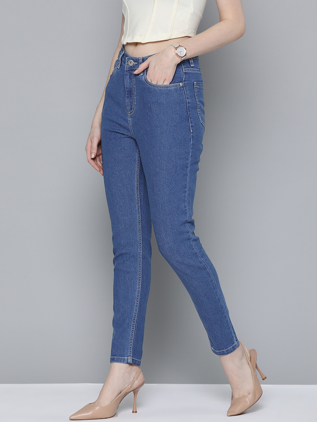 

Chemistry Women Skinny Fit Stretchable Jeans, Blue