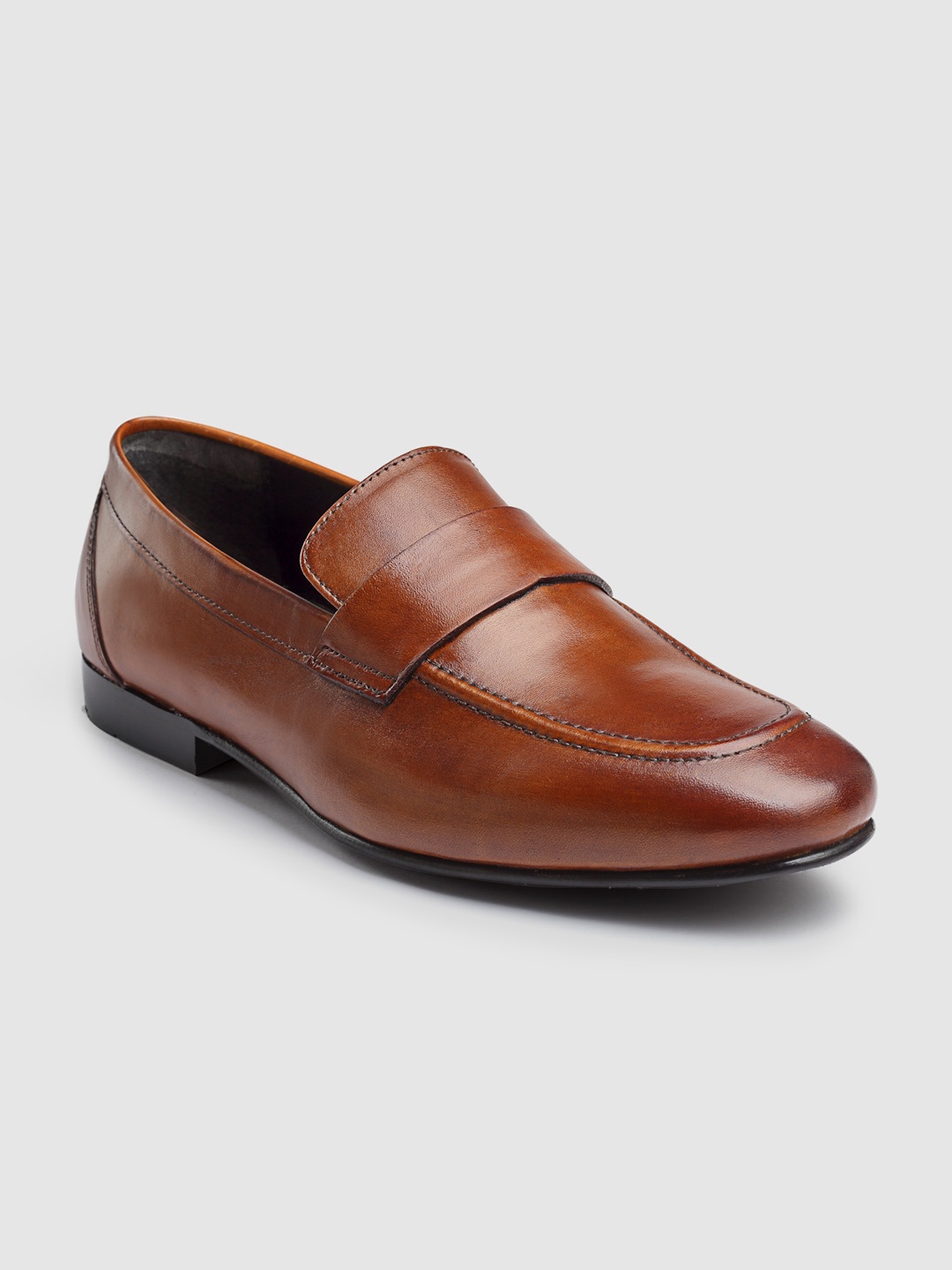

HATS OFF ACCESSORIES Men Textured Leather Formal Loafers, Brown
