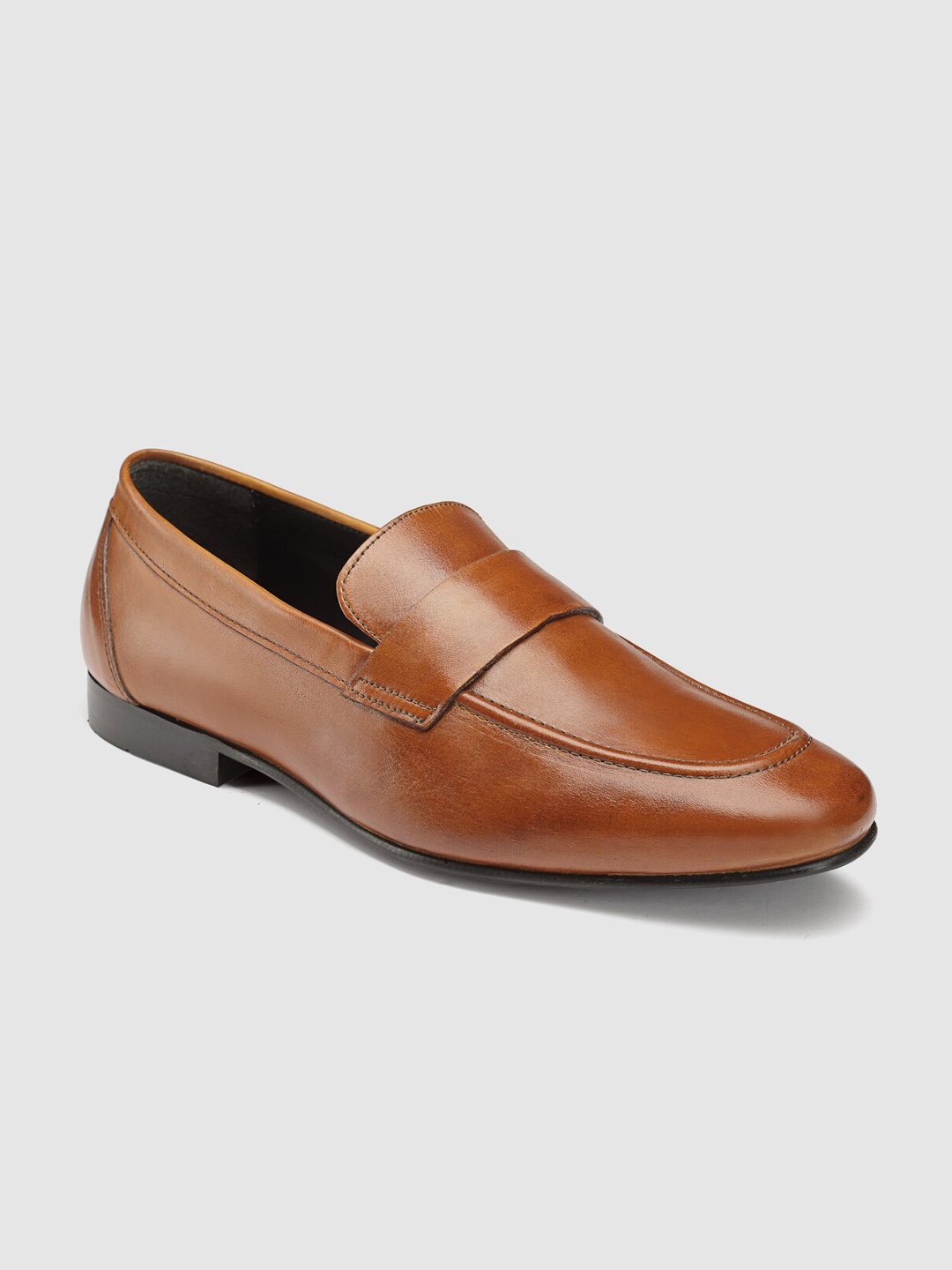 

HATS OFF ACCESSORIES Men Textured Leather Formal Loafers, Tan