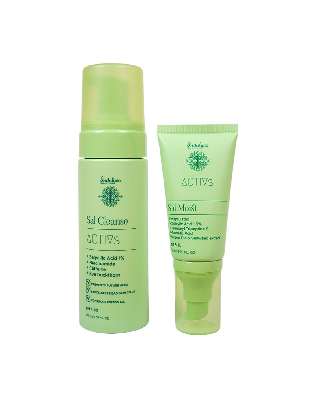 

Indulgeo Essentials Set of Sal Moist Face Moisturizer 50ml & Sal Cleanse Face Wash - 150ml, Green