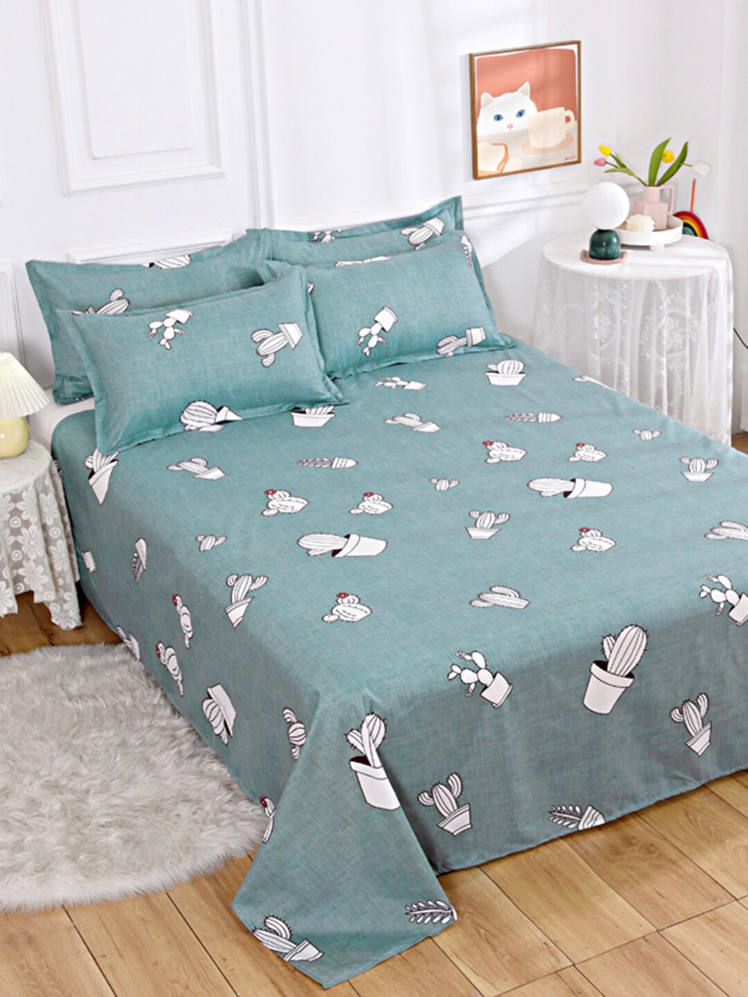 

JC HOME Grey & White Graphic 140 TC Single Bedsheet with 1 Pillow Cover