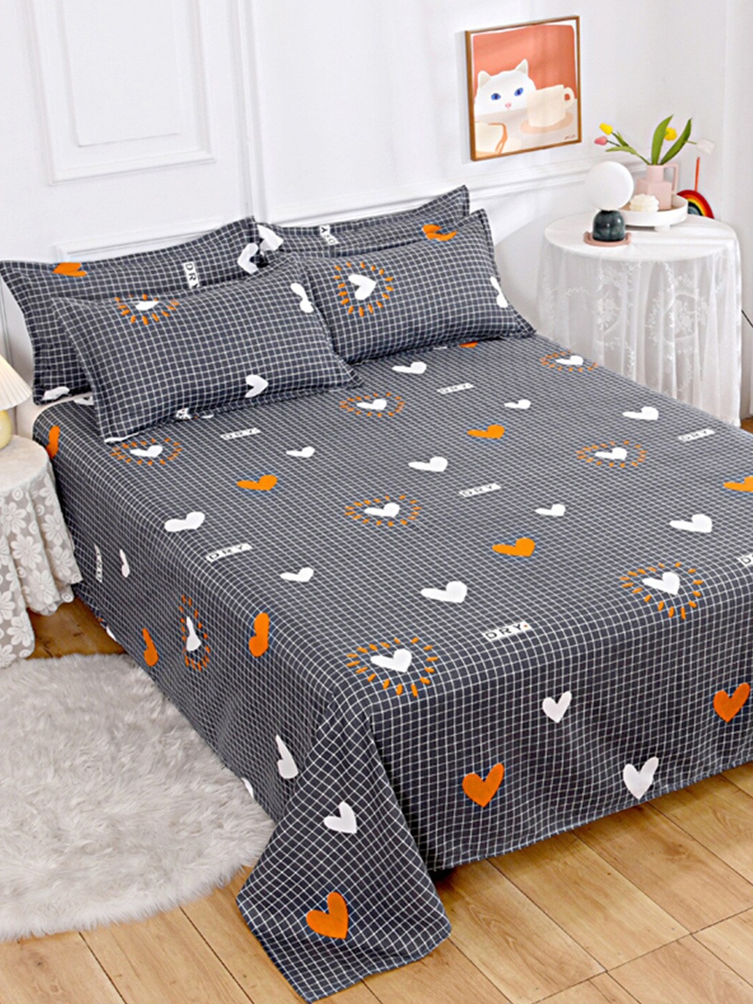 

JC HOME Black & White Printed 140 TC Queen Bedsheet & 2 Pillow Covers