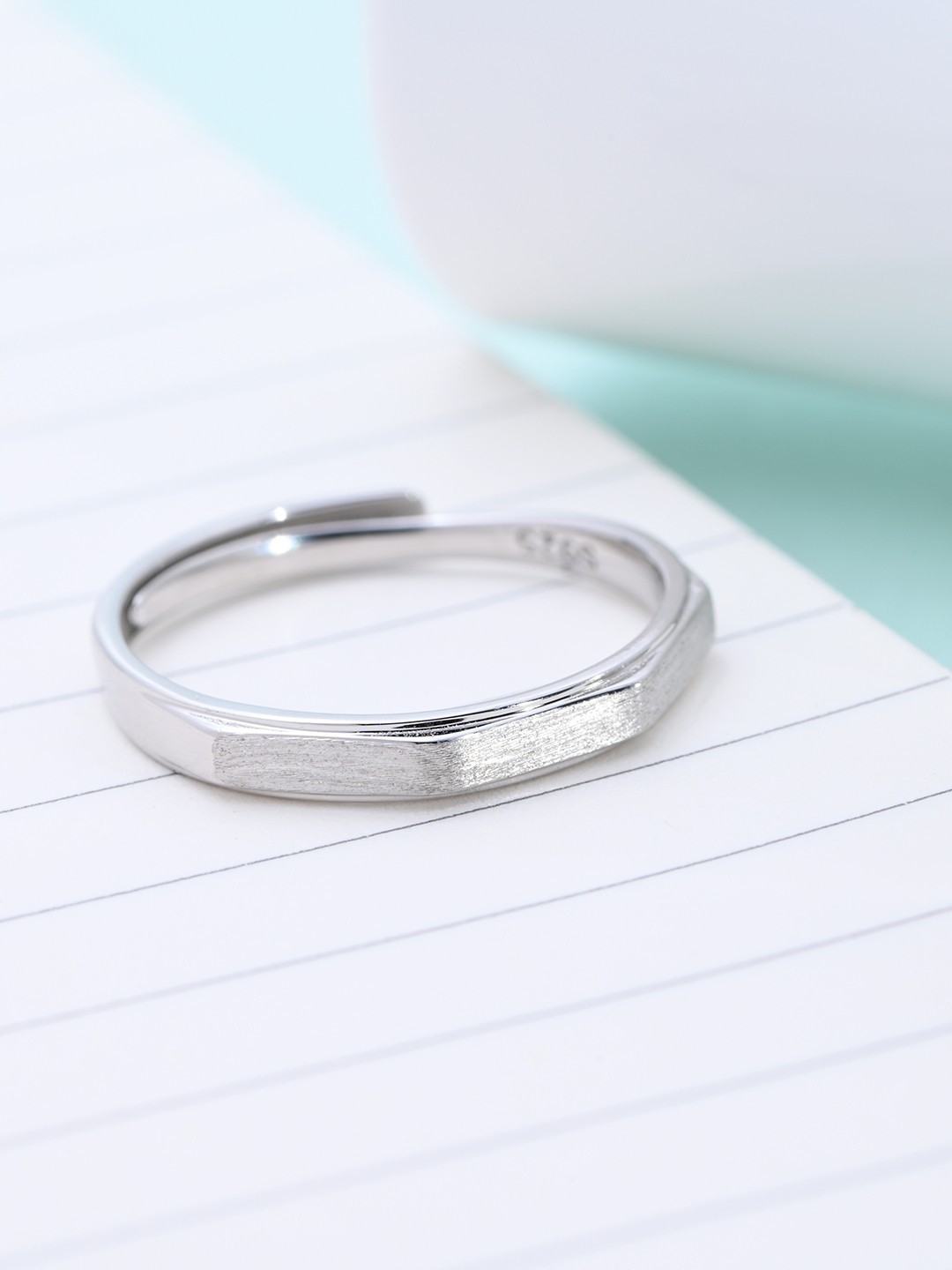 

Zavya Men Rhodium-Plated 925 Sterling Silver Finger Ring