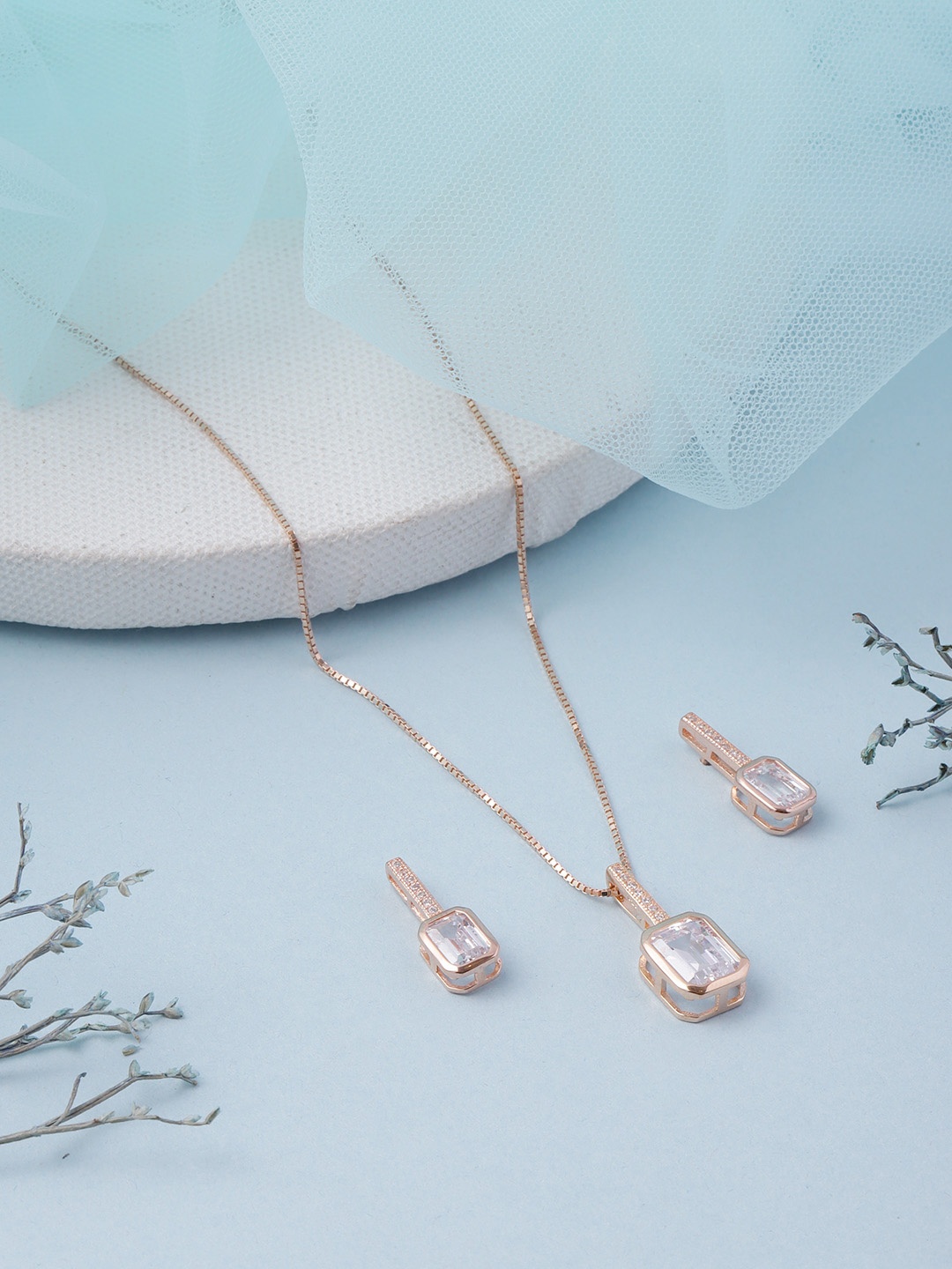 

Zavya Sterling Silver Rose Gold-Plated Jewellery Set
