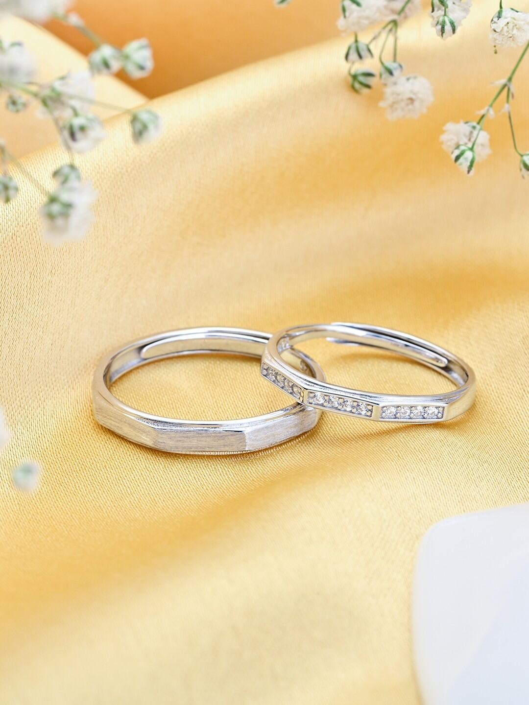 

Zavya Set Of 2 Rhodium-Plated 925 Sterling Silver Couple Finger Ring