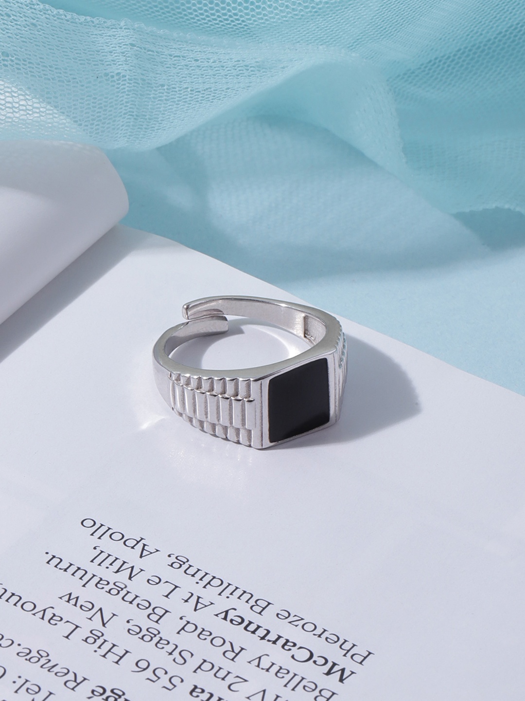 

Zavya Men Rhodium-Plated 925 Sterling Silver Finger Ring