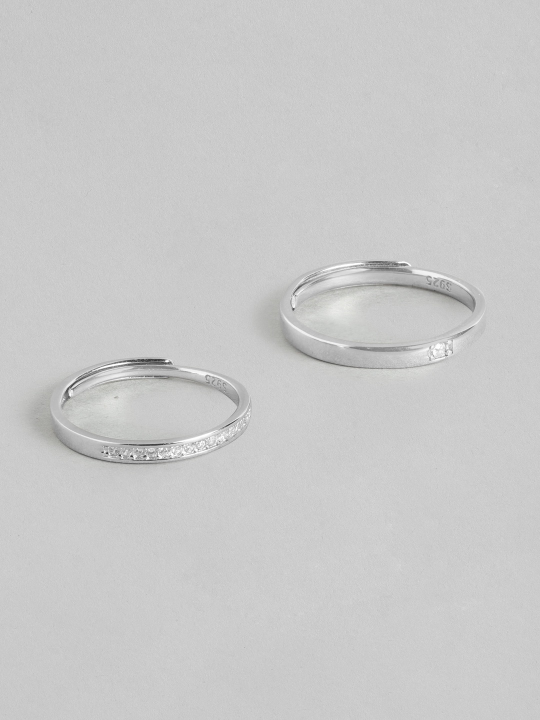 

Zavya Set Of 2 Rhodium-Plated 925 Sterling Silver Couple Finger Ring