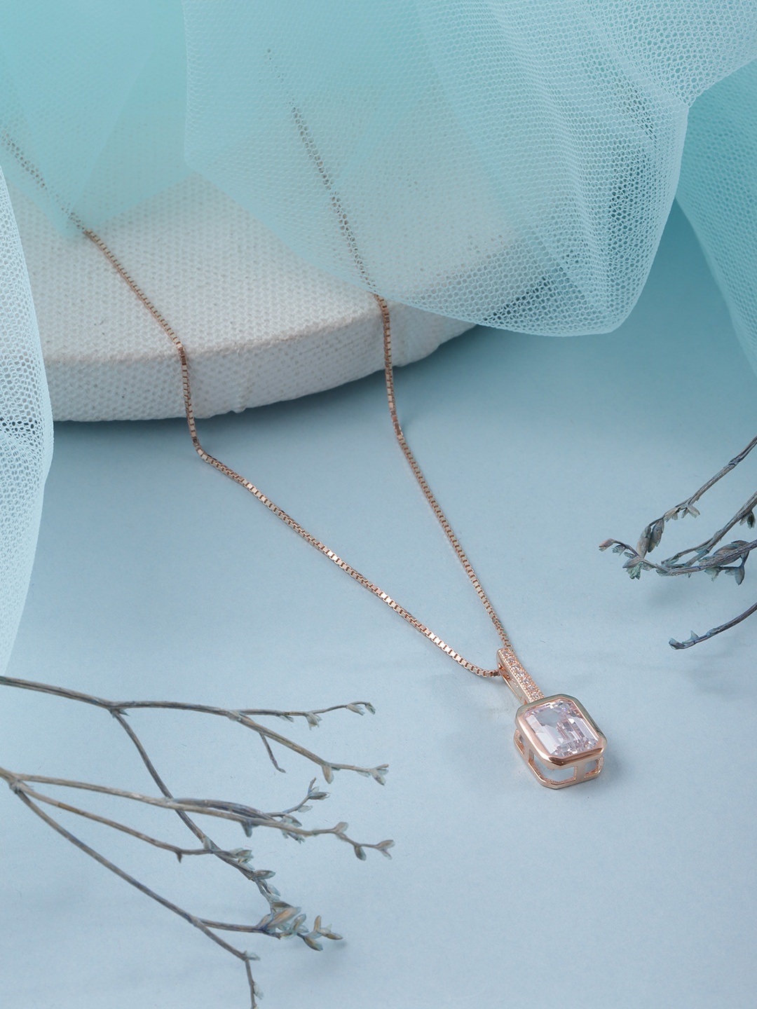 

Zavya Sterling Silver Rose Gold-Plated Chain With Pendant