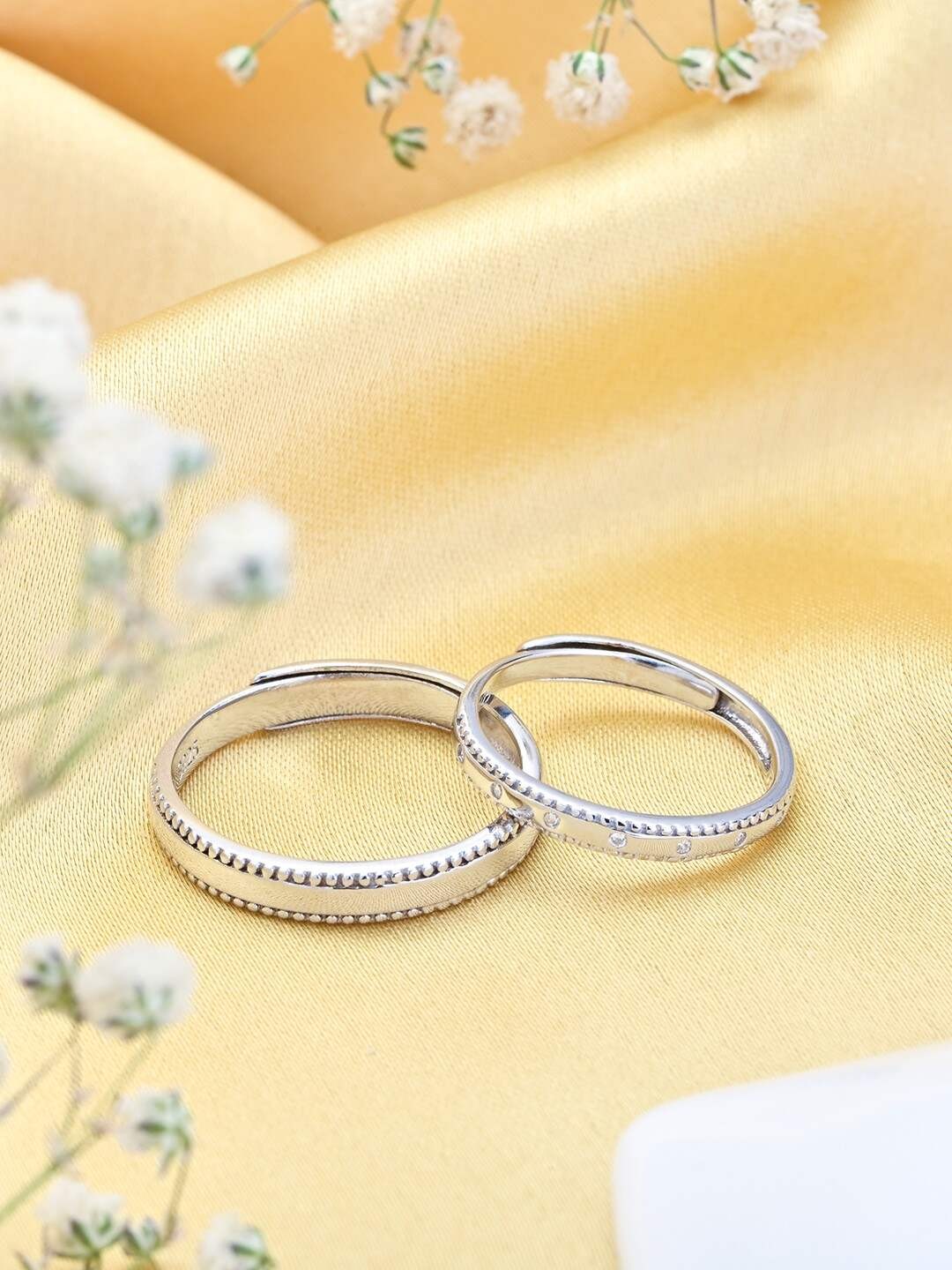 

Zavya Set Of 2 Rhodium-Plated 925 Sterling Silver Couple Finger Ring