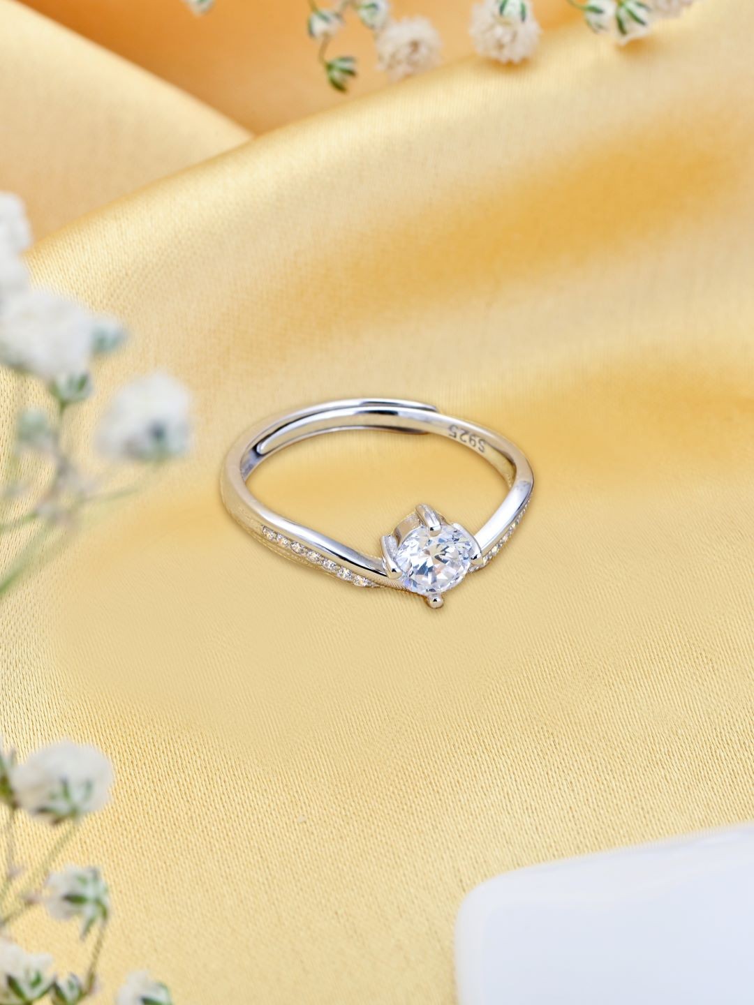 

Zavya Rhodium-Plated 925 Sterling Silver Finger Ring