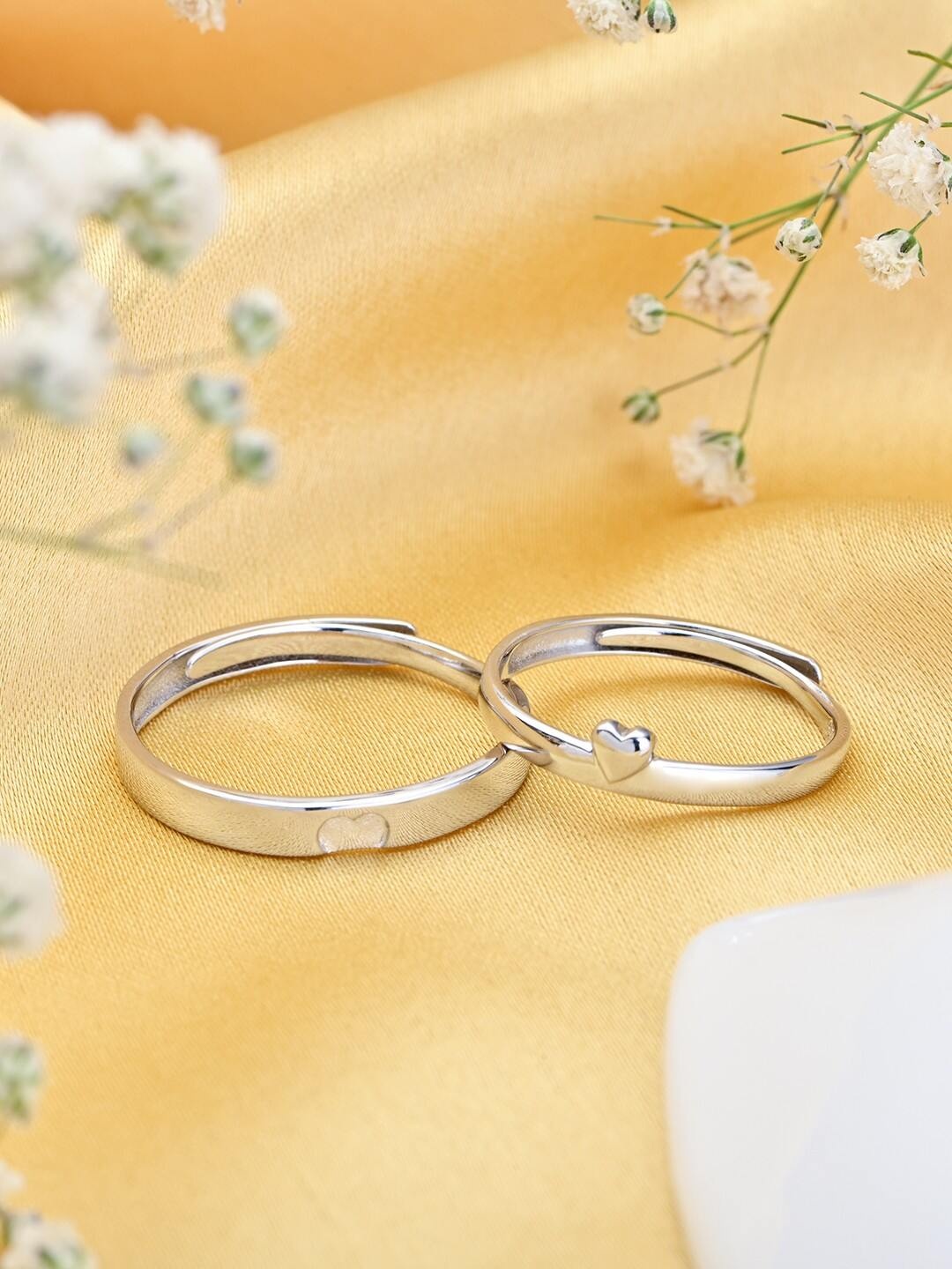 

Zavya Set Of 2 Rhodium-Plated 925 Sterling Silver Couple Finger Ring