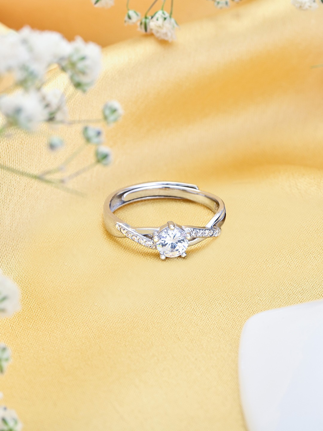 

Zavya Rhodium-Plated 925 Sterling Silver Finger Ring