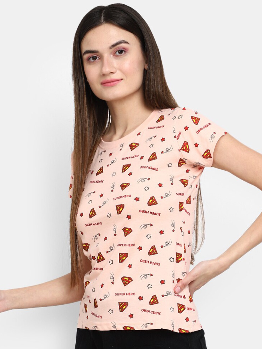 

V-Mart Superhero Printed Cotton T-shirt, Pink