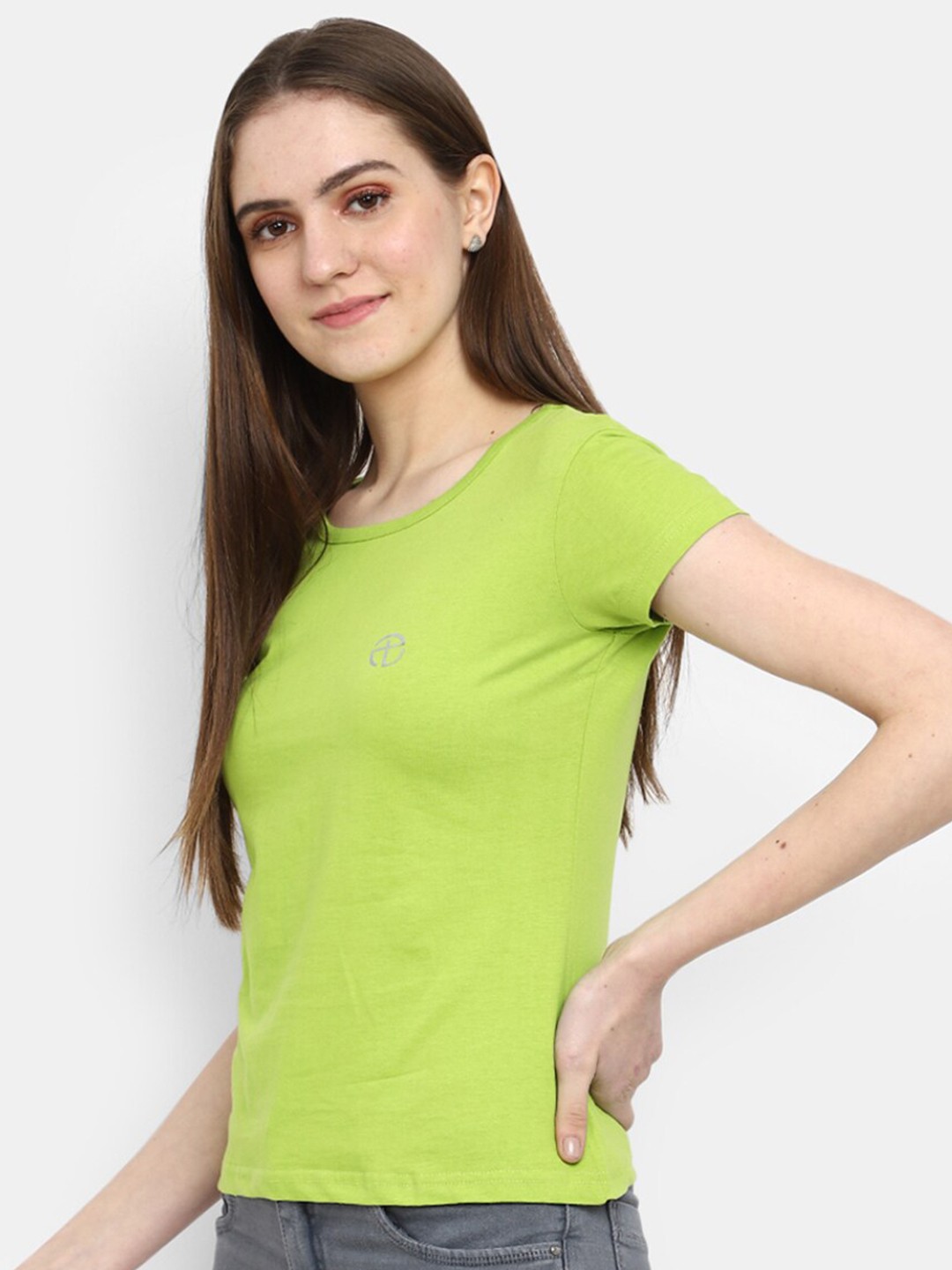 

V-Mart Round Neck Cotton T-shirt, Green