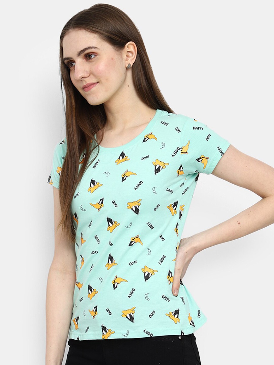 

V-Mart Donald Duck Printed Cotton T-shirt, Sea green