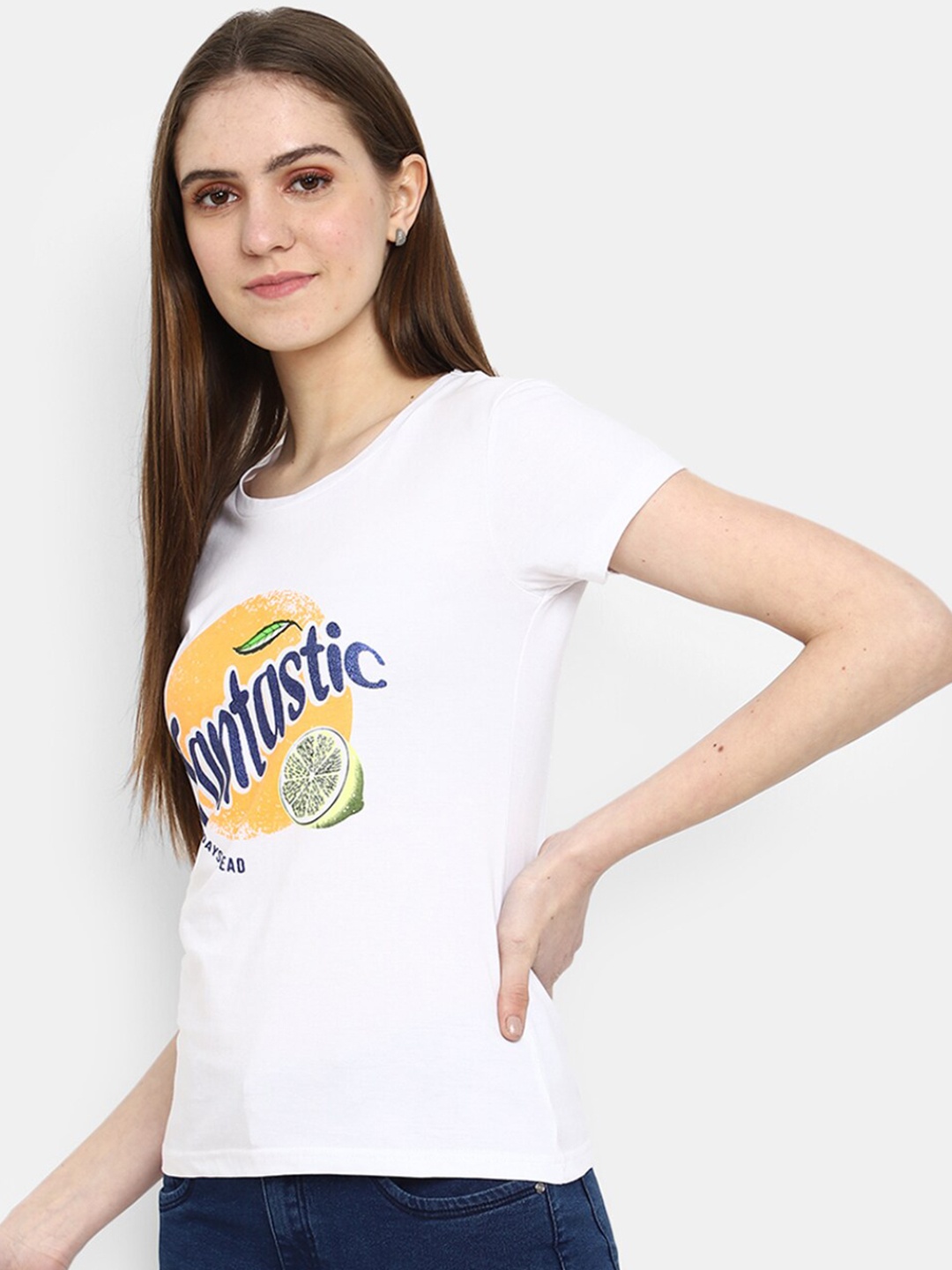 

V-Mart Typography Printed Cotton T-shirt, White