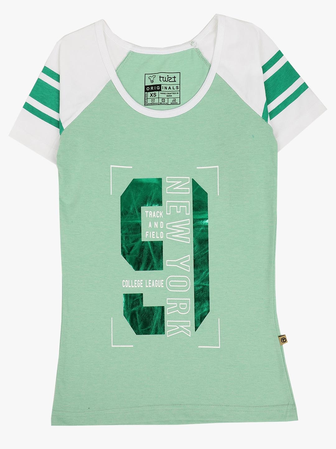 

V-Mart Typography Printed Raglan Sleeves Cotton T-shirt, Green