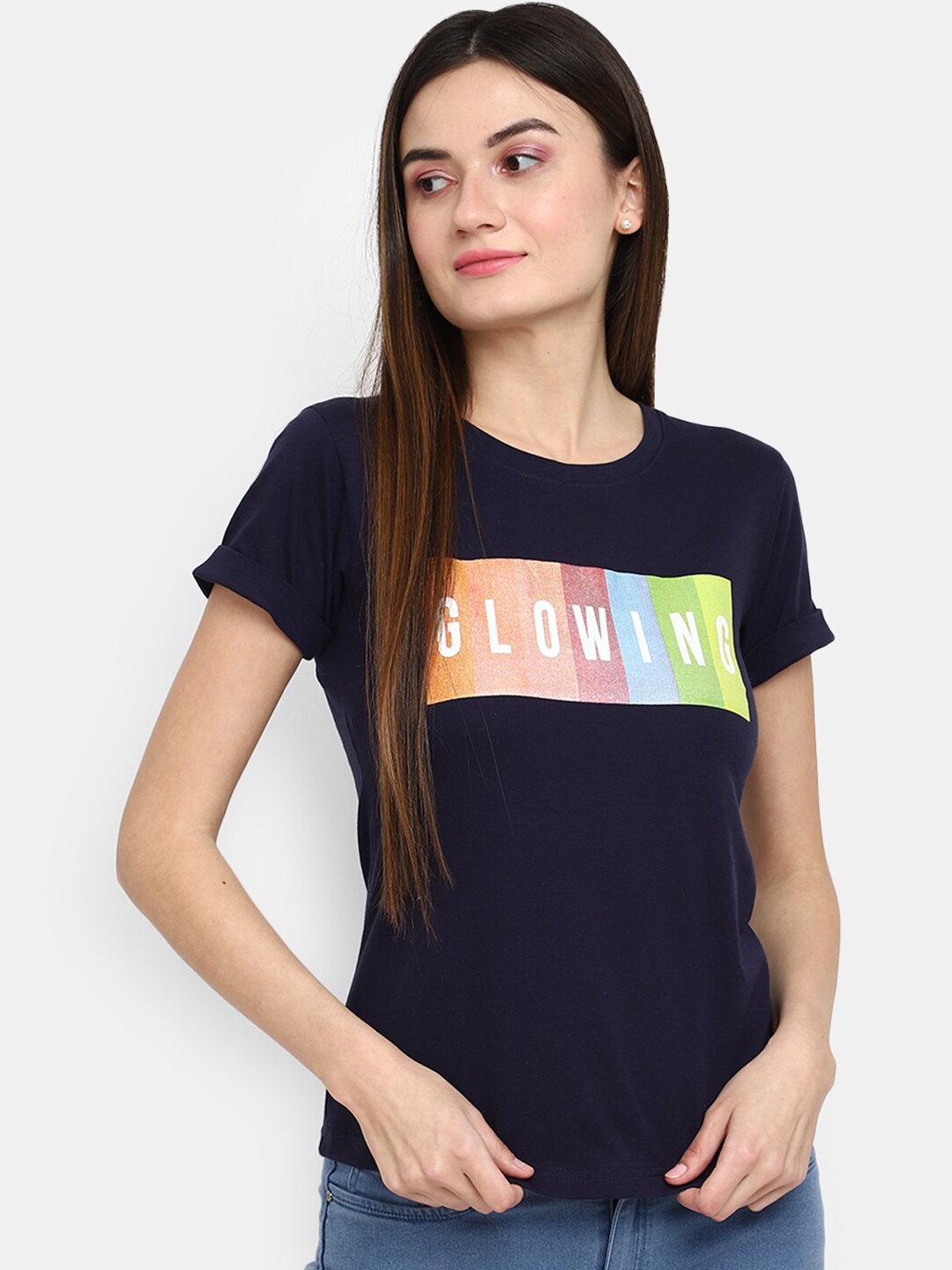 

V-Mart Typography Printed Cotton T-shirt, Blue