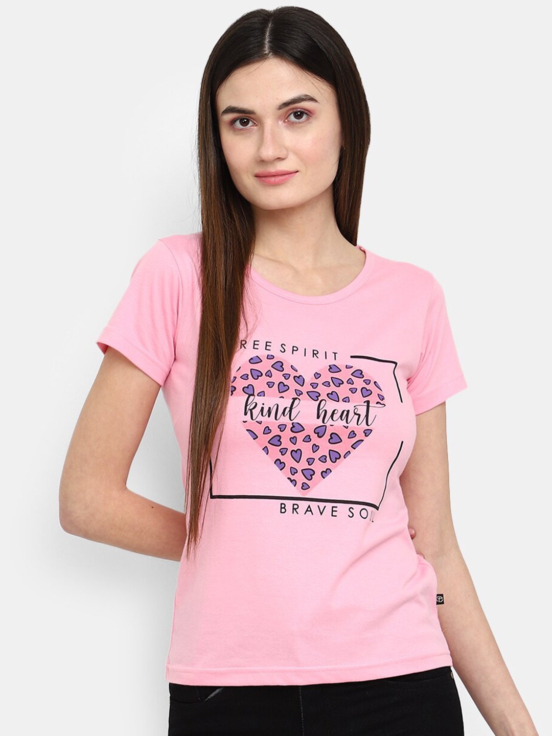 

V-Mart Graphic Printed Cotton T-shirt, Pink
