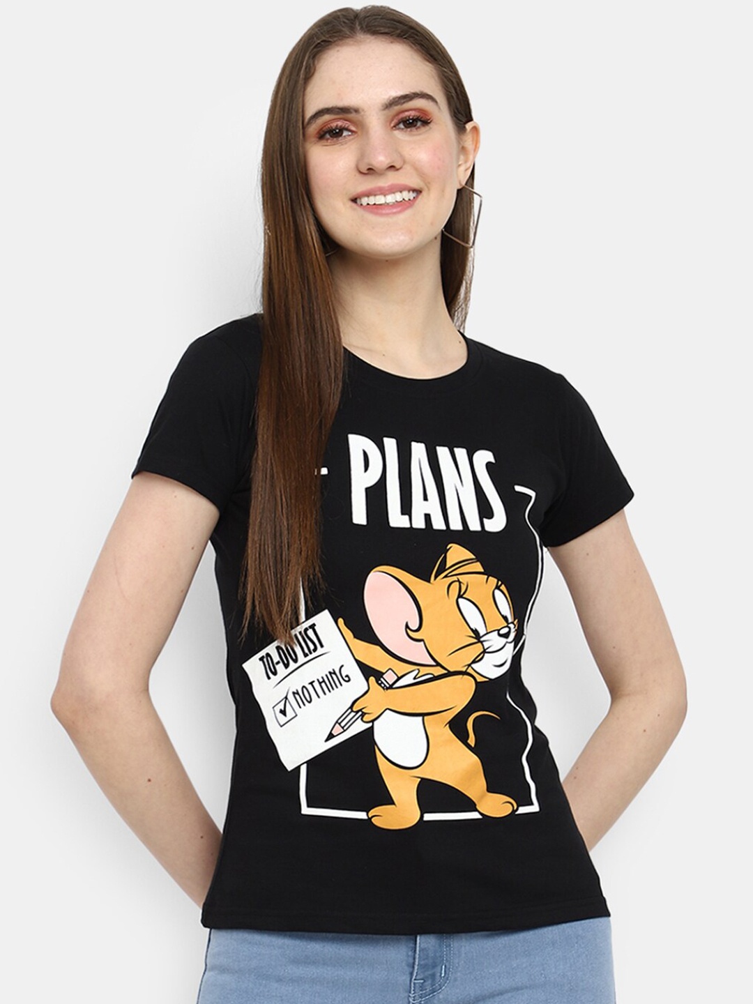 

V-Mart Tom & Jerry Printed Cotton T-shirt, Black