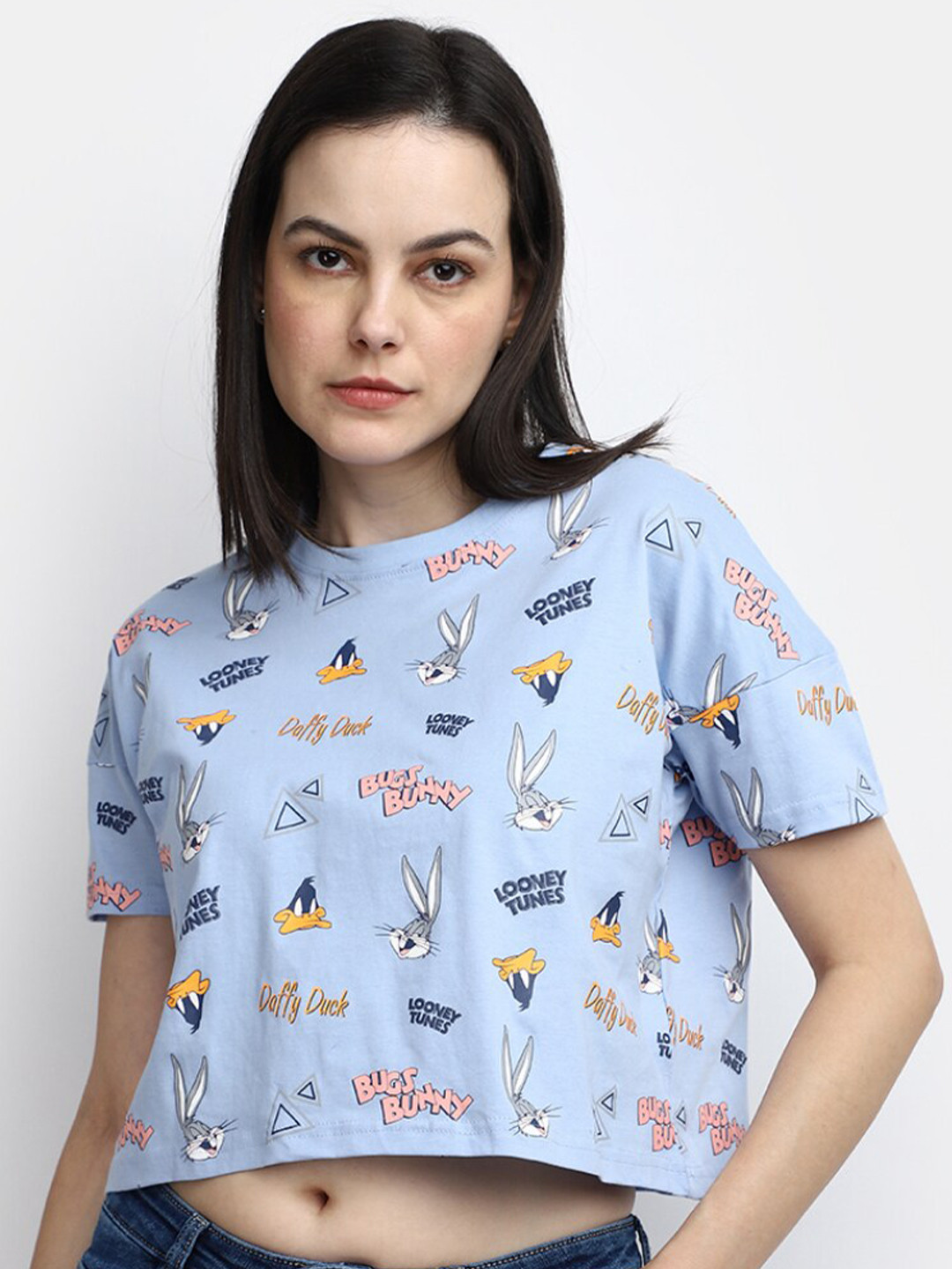 

V-Mart Crop Boxy T-shirt, Blue