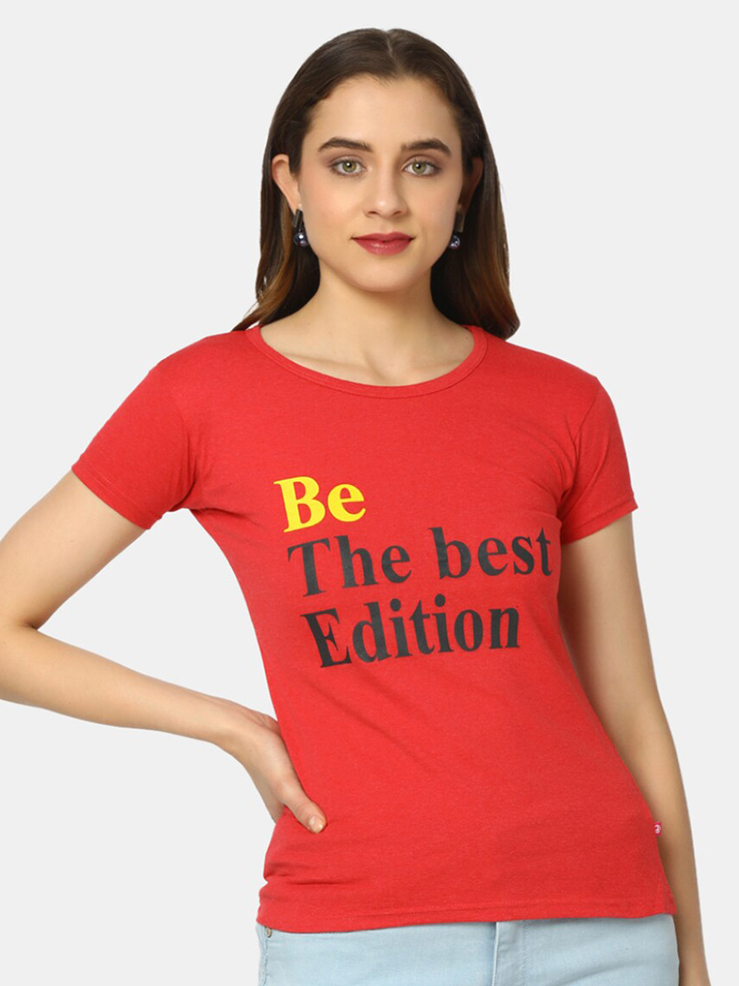 

V-Mart Typography Printed Cotton T-shirt, Orange