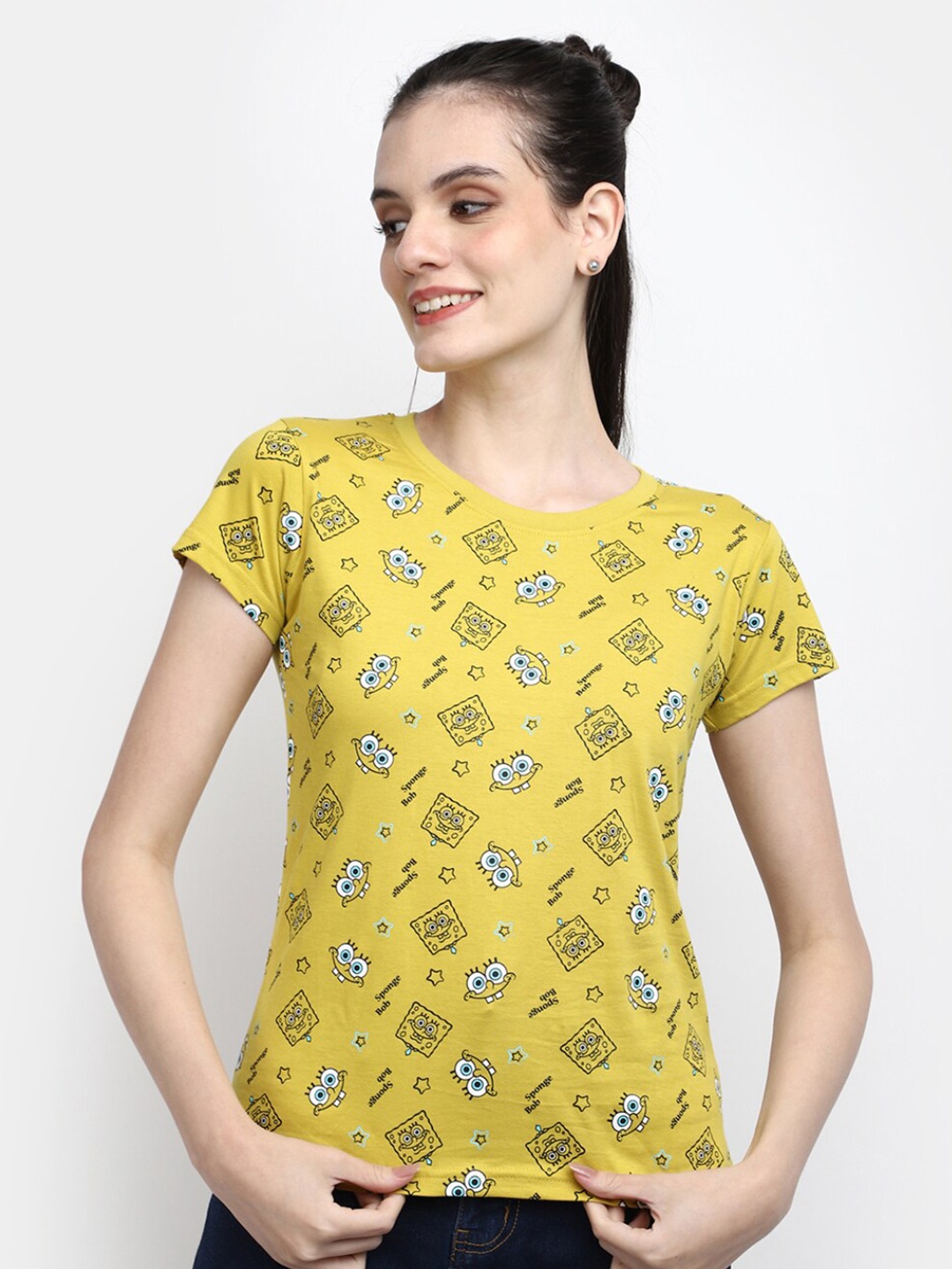 

V-Mart Spongebob Printed Cotton T-shirt, Yellow