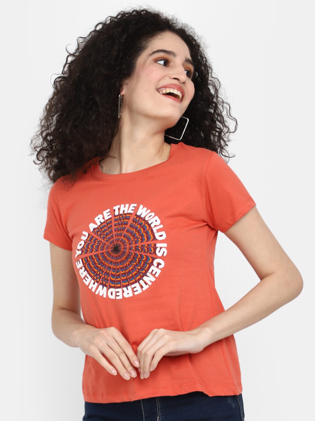 

V-Mart Typography Printed Cotton T-shirt, Red