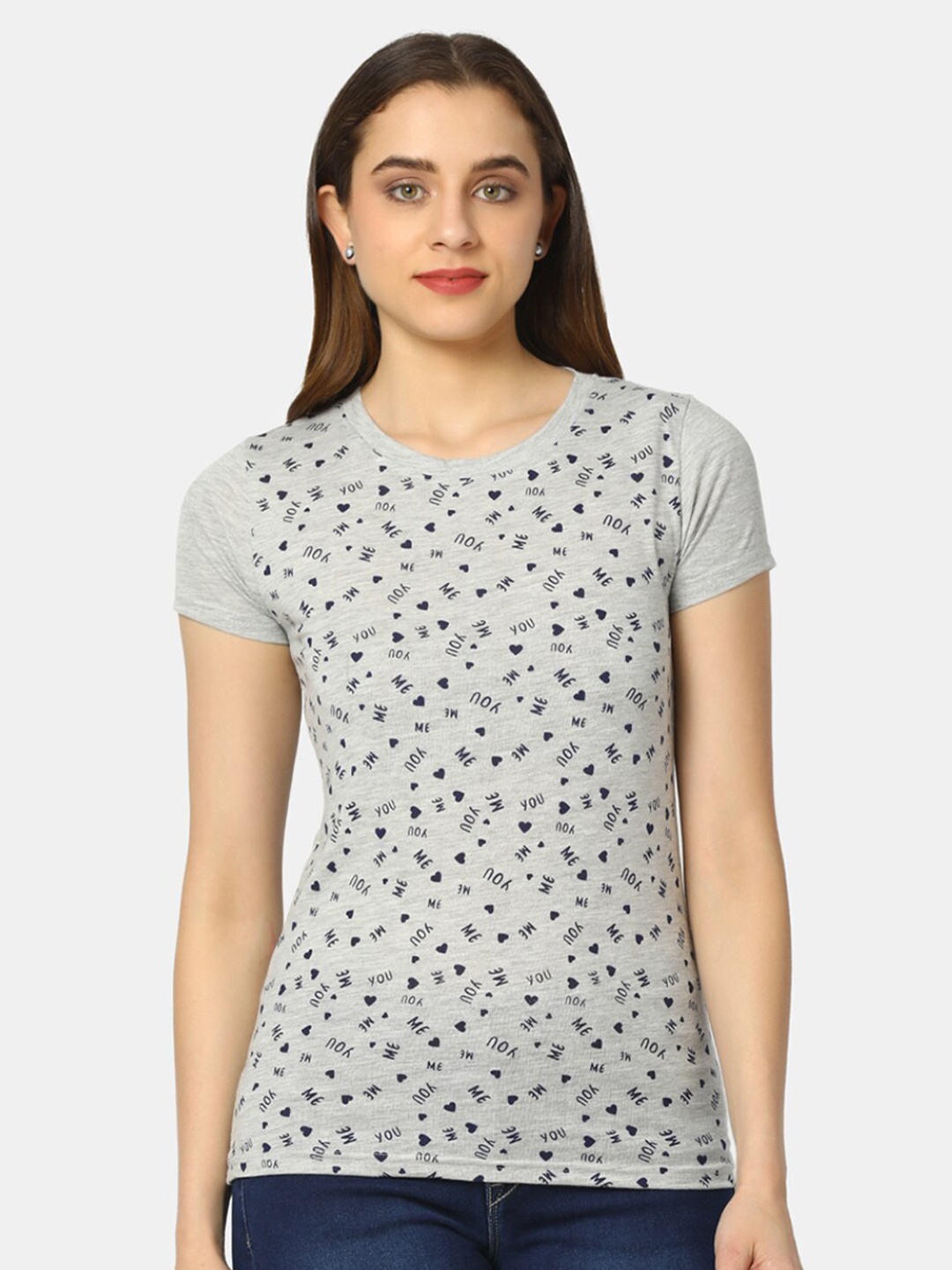

V-Mart Conversational Printed Round Neck Cotton T-shirt, Grey