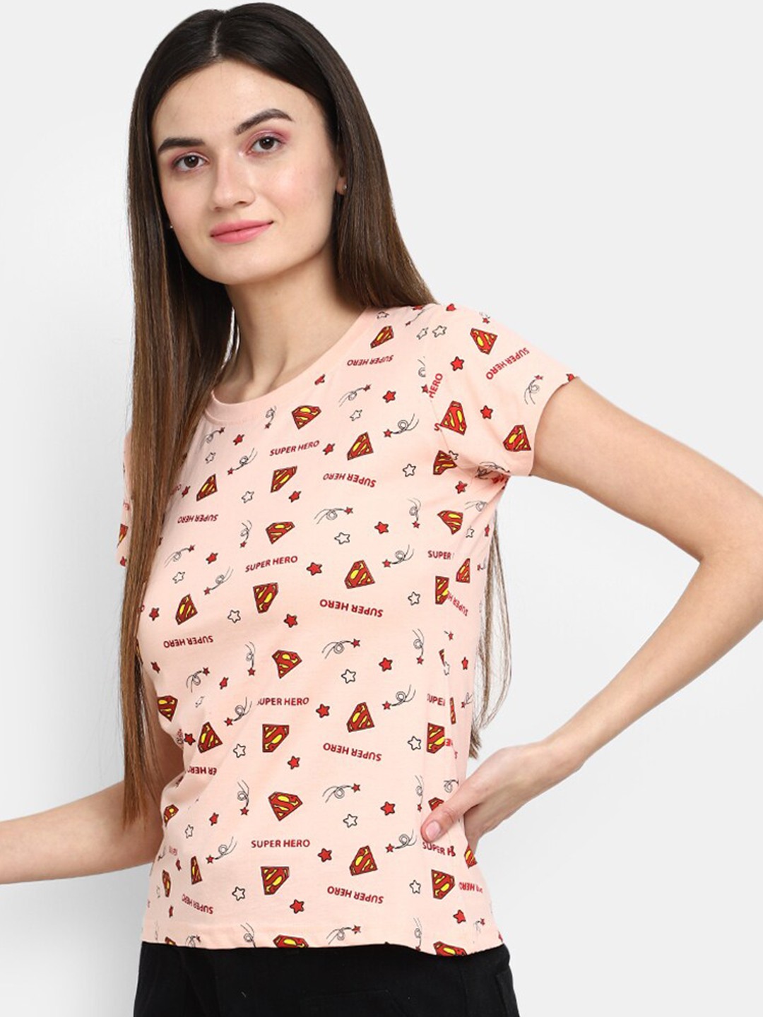 

V-Mart Superman Printed Cotton T-shirt, Pink