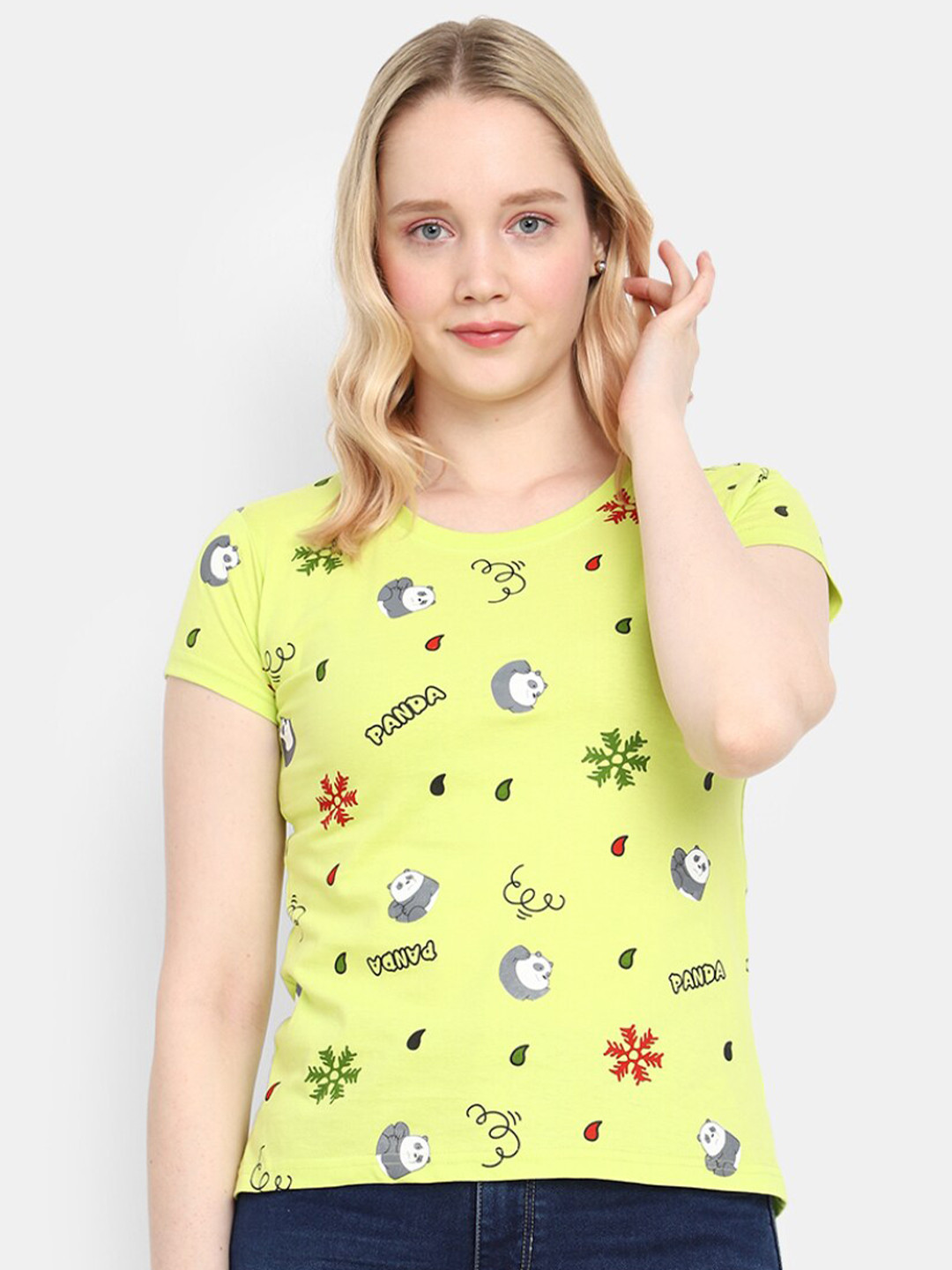 

V-Mart Conversational Printed Cotton T-shirt, Yellow