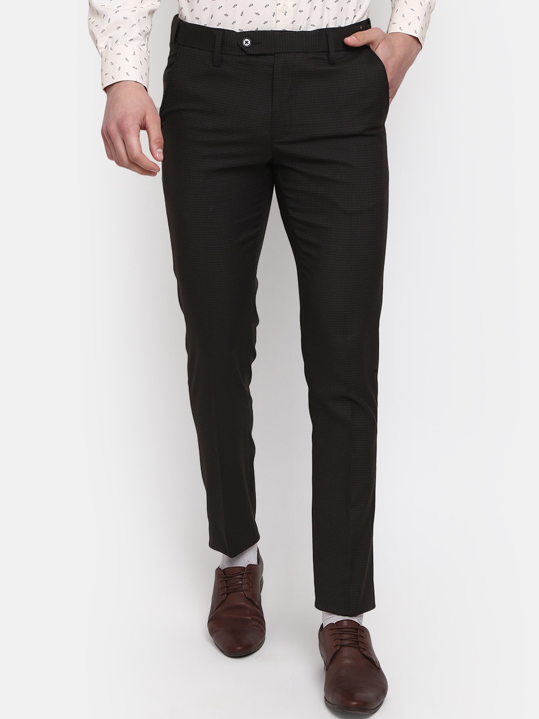 

J White by Vmart Men Mid-Rise Smart Slim Fit Formal Trouser, Brown