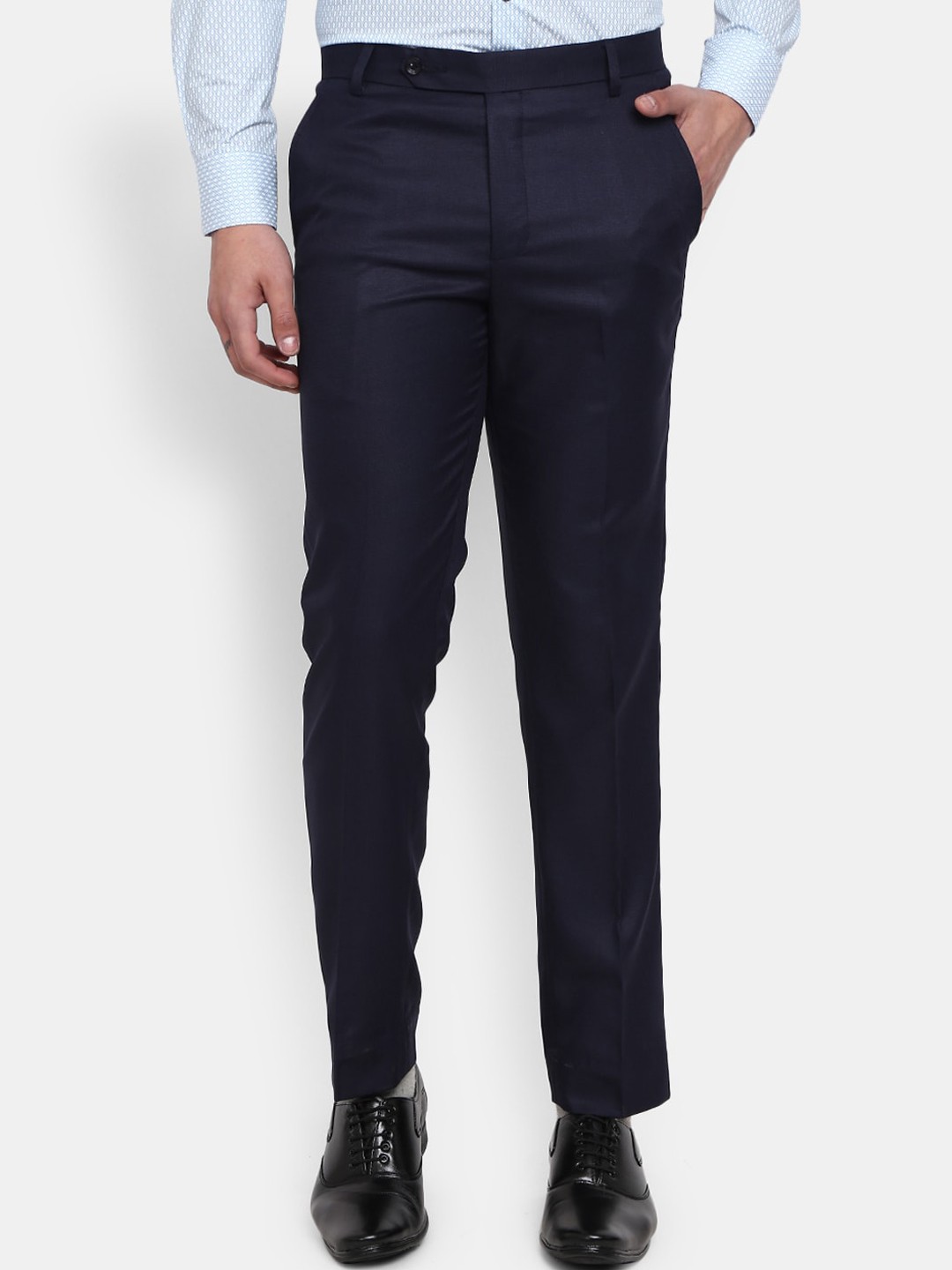 

J White by Vmart Men Mid-Rise Slim Fit Formal Trousers, Blue