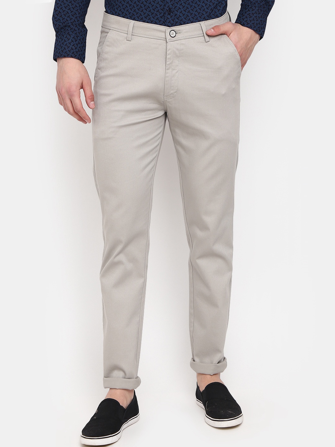 

V-Mart Men Mid-Rise Slim Fit Chinos Trousers, Grey