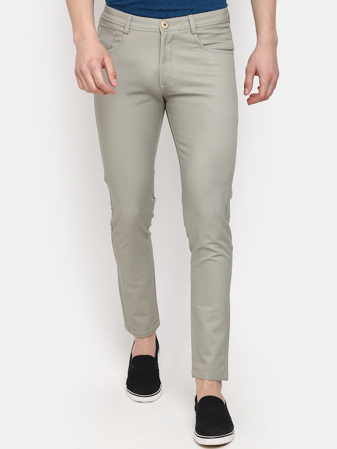 

V-Mart Men Mid Rise Cotton Trousers, Grey