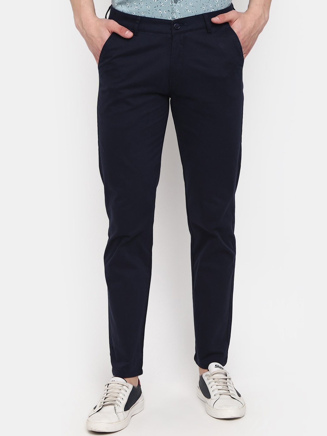 

V-Mart Men Mid-Rise Slim Fit Chinos Trousers, Navy blue