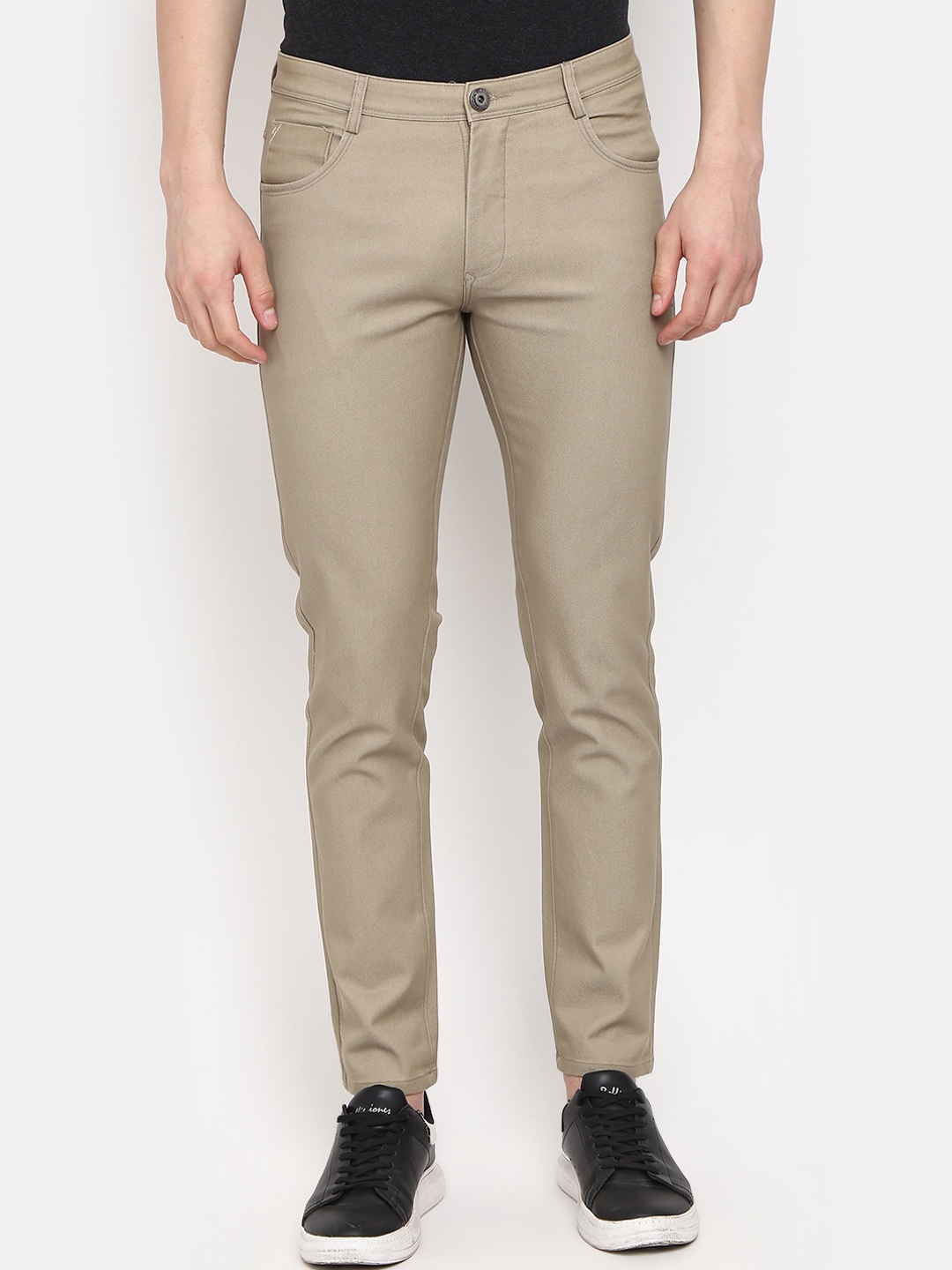 

V-Mart Men Slim Fit Twill Cotton Trousers, Beige