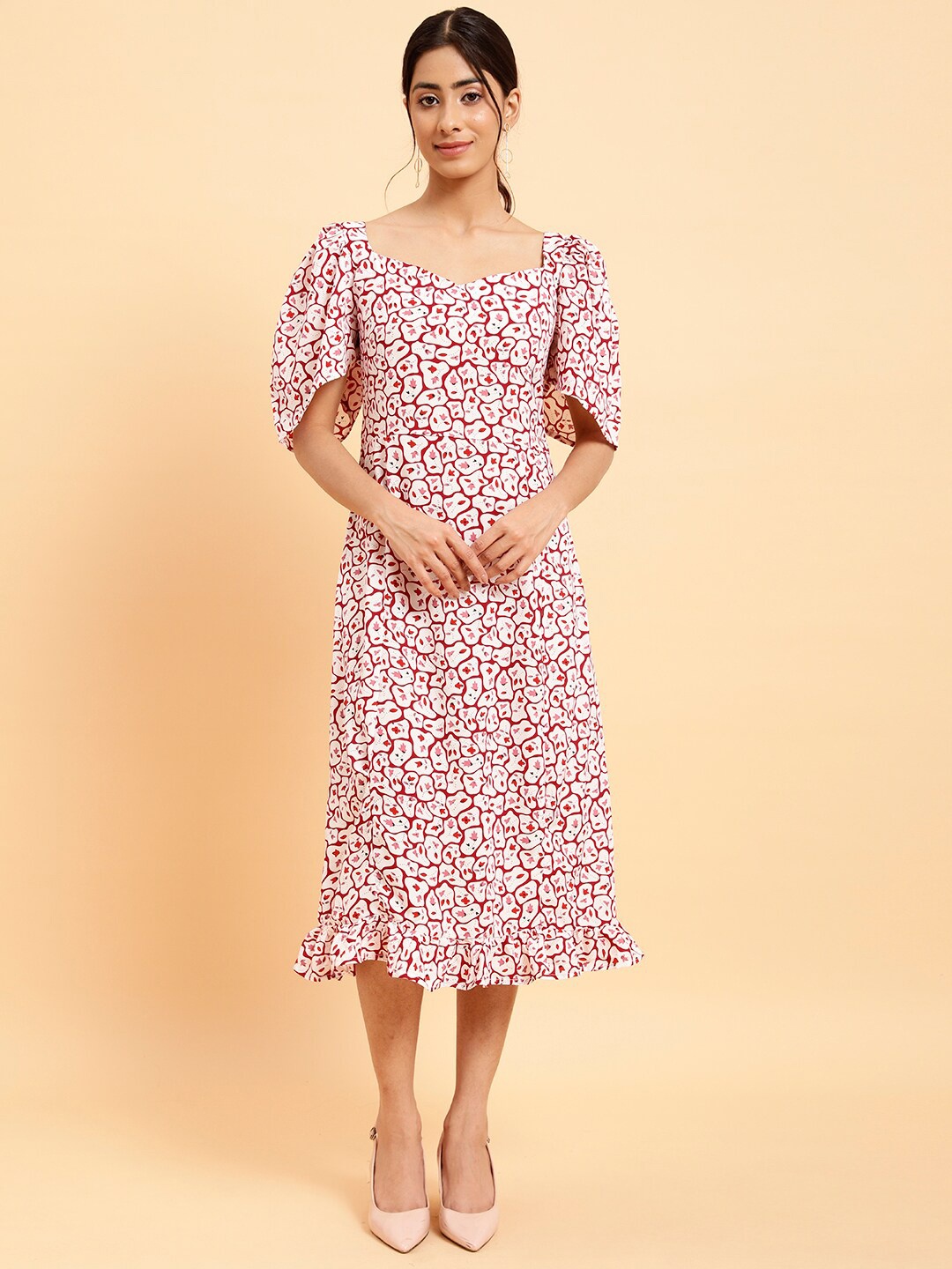 

MINT STREET Floral Print Crepe A-Line Dress, Pink