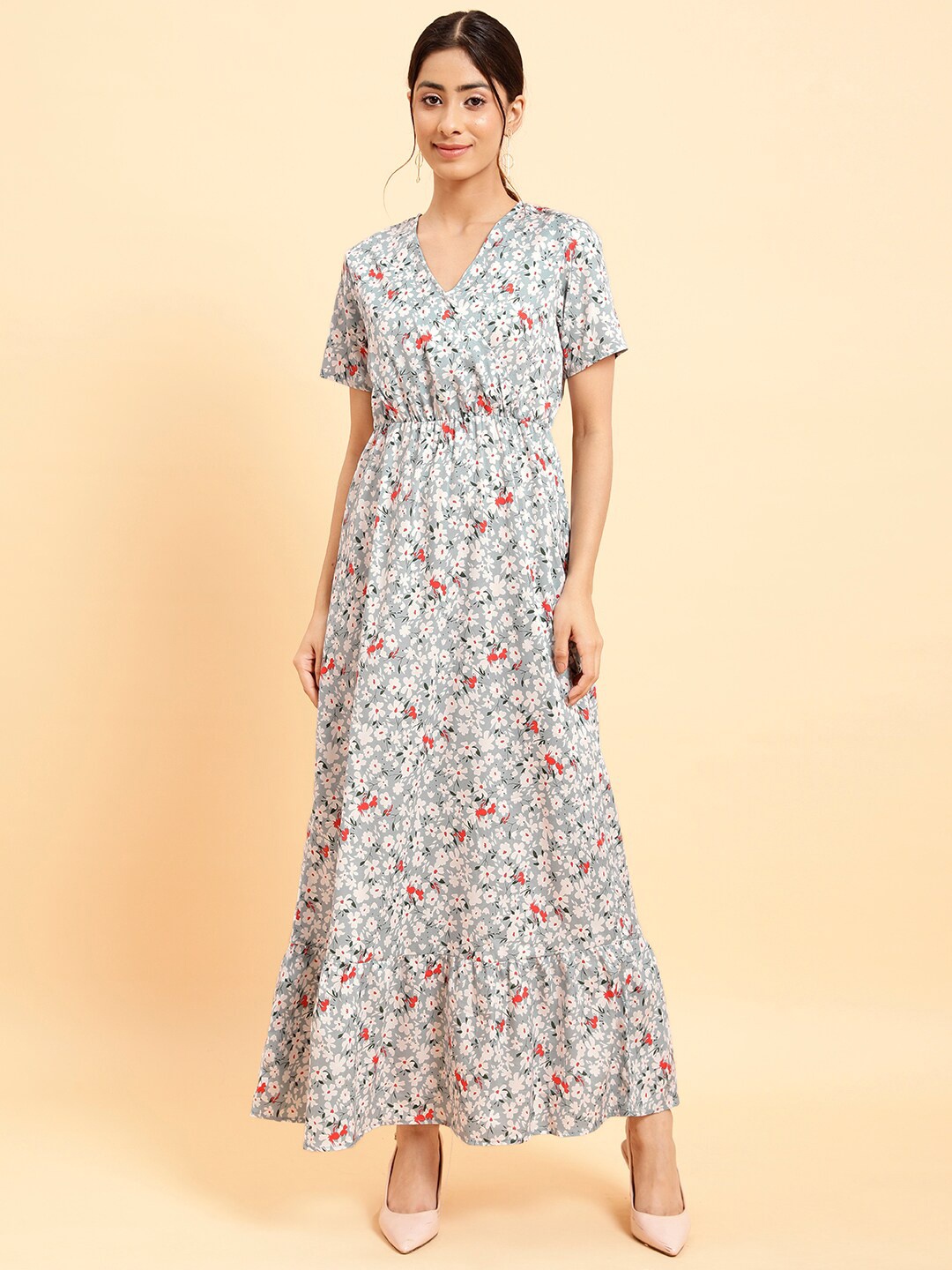 

MINT STREET Floral Print Crepe Maxi Dress, Grey