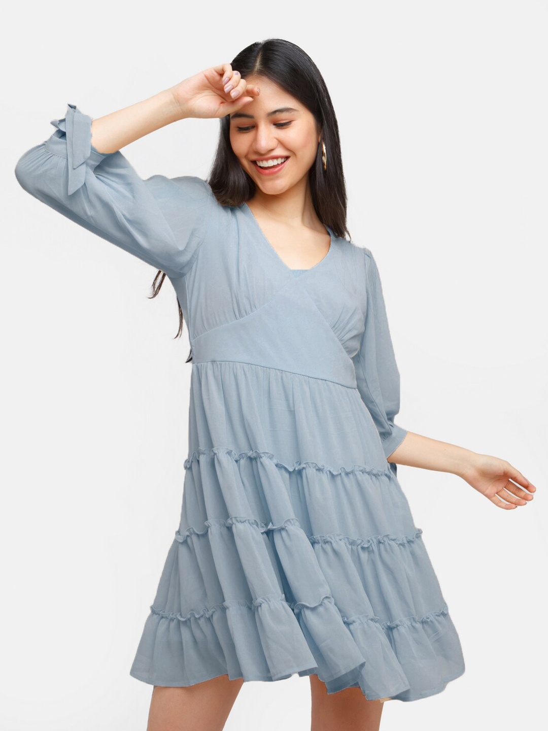 

Zink London Grey V-Neck Fit & Flare Mini Dress