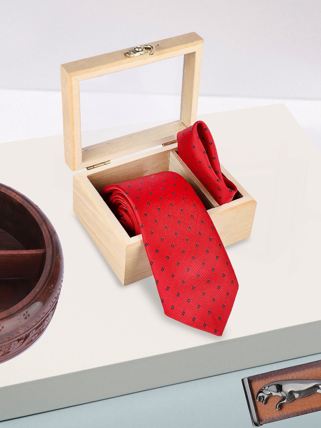 

Kastner Men Printed Accessory Gift Set, Red