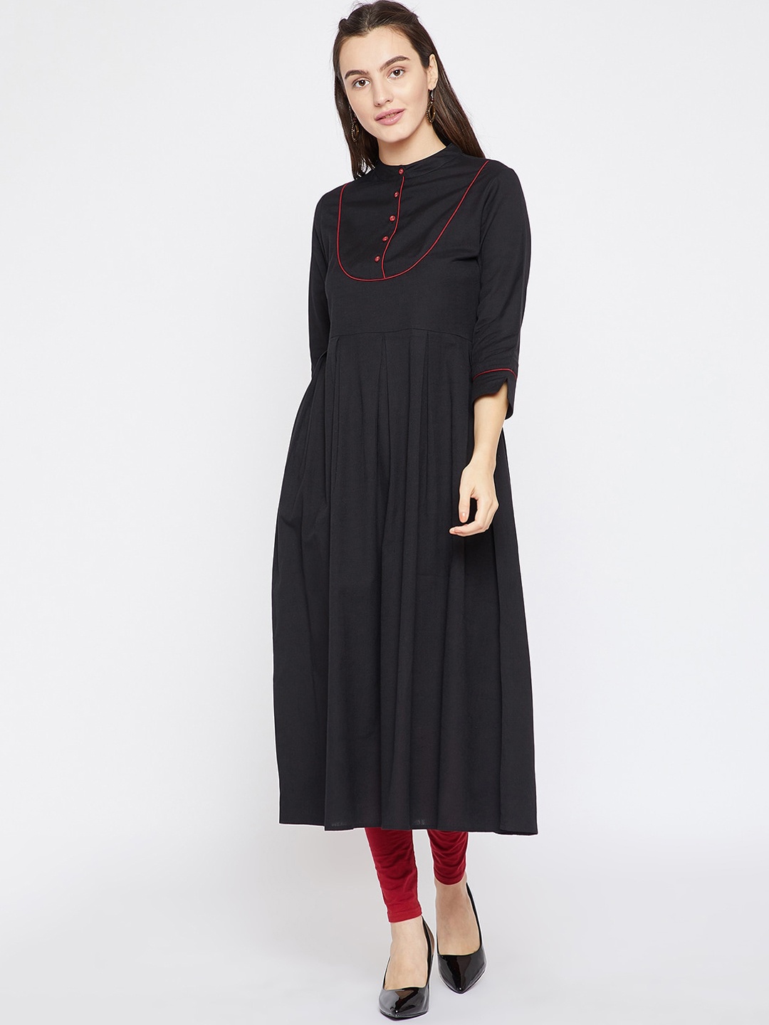 

RARE Black Band Collar Anarkali Kurta