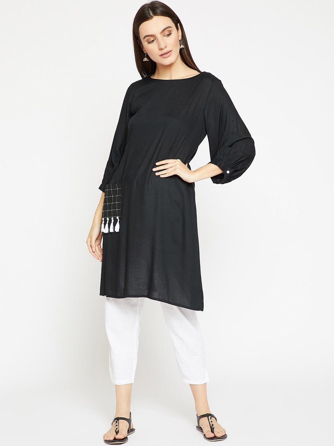 

RARE Black Puff Sleeves A-Line Kurta