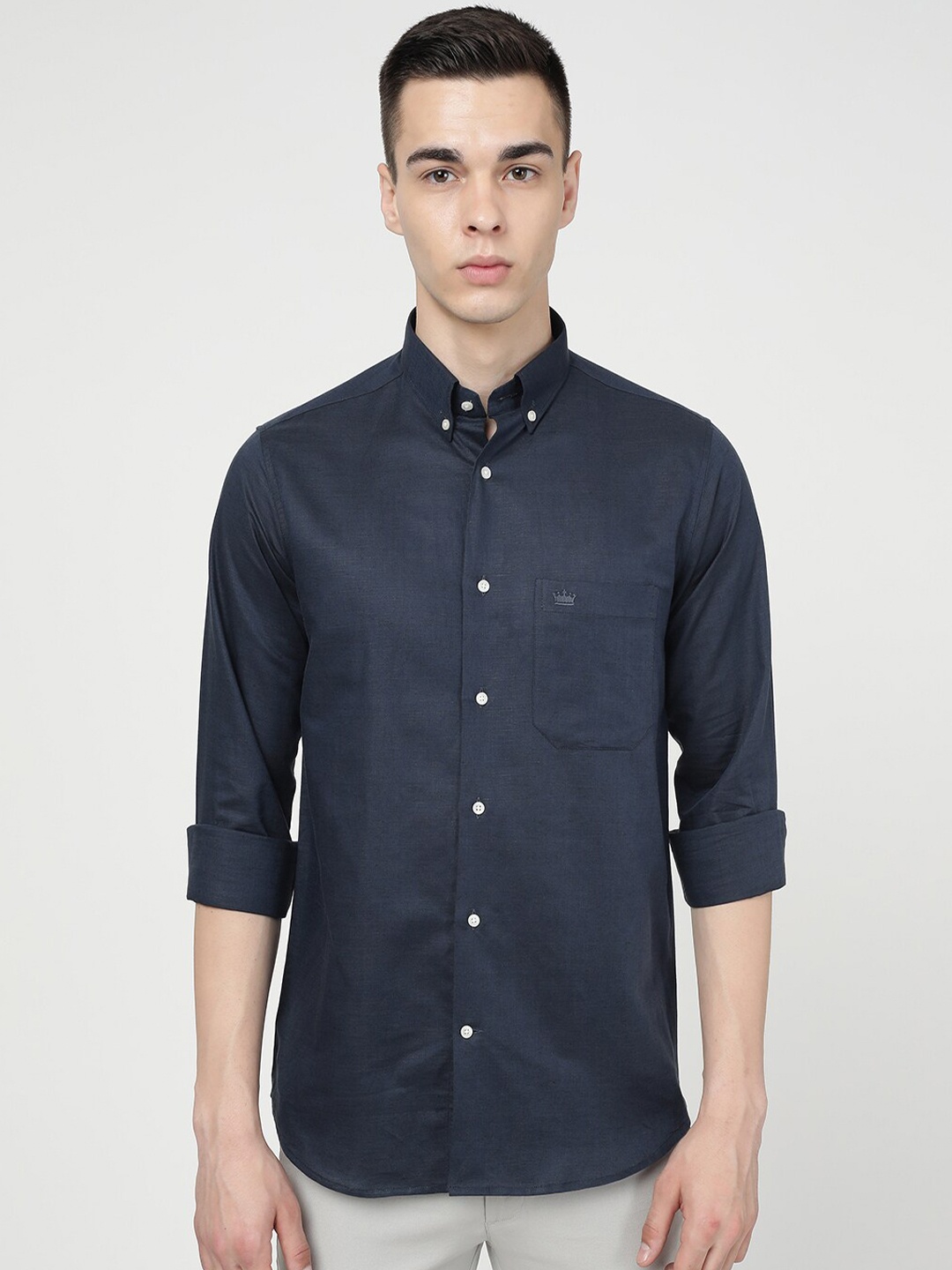 

FRENCH CROWN Standard Cotton Casual Shirt, Blue