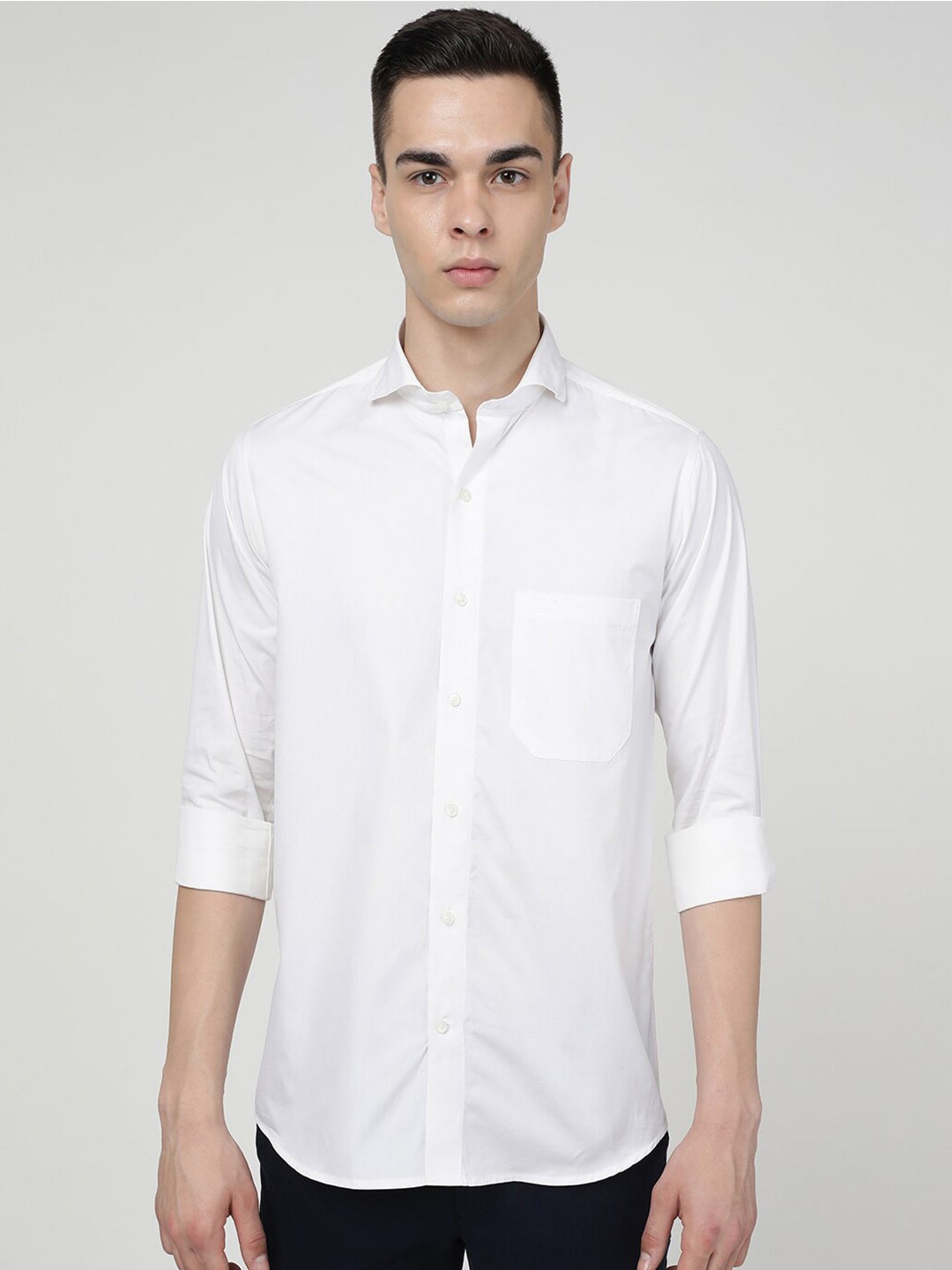 

FRENCH CROWN Standard Cotton Casual Shirt, White