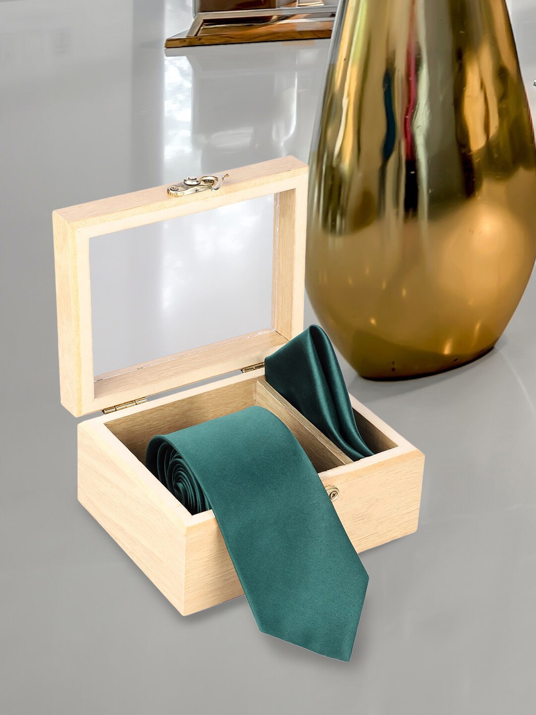 

Kastner Men Premium Tie and Pocket Square, Green